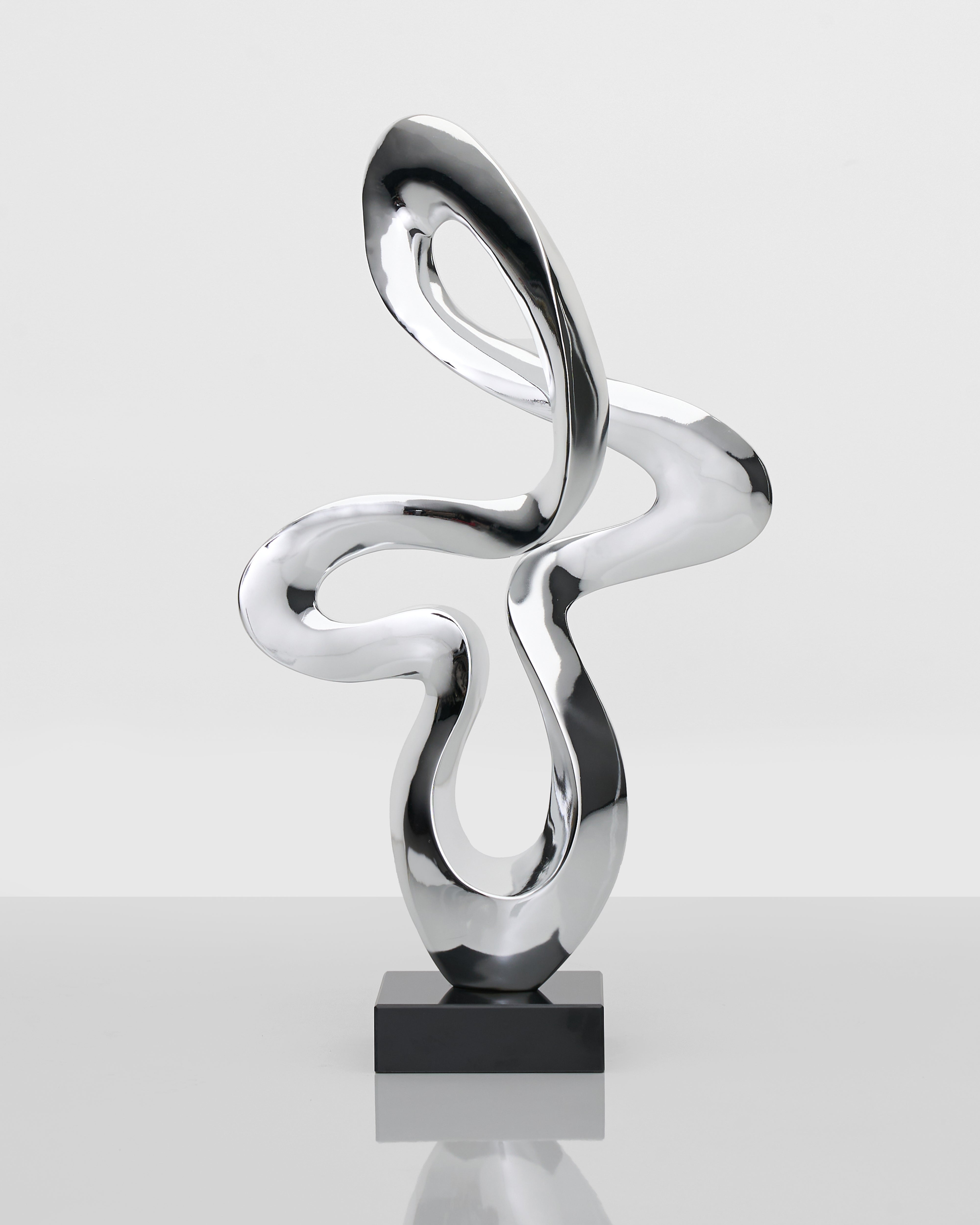 Contemporary Flow Curve Sculpture -Silver