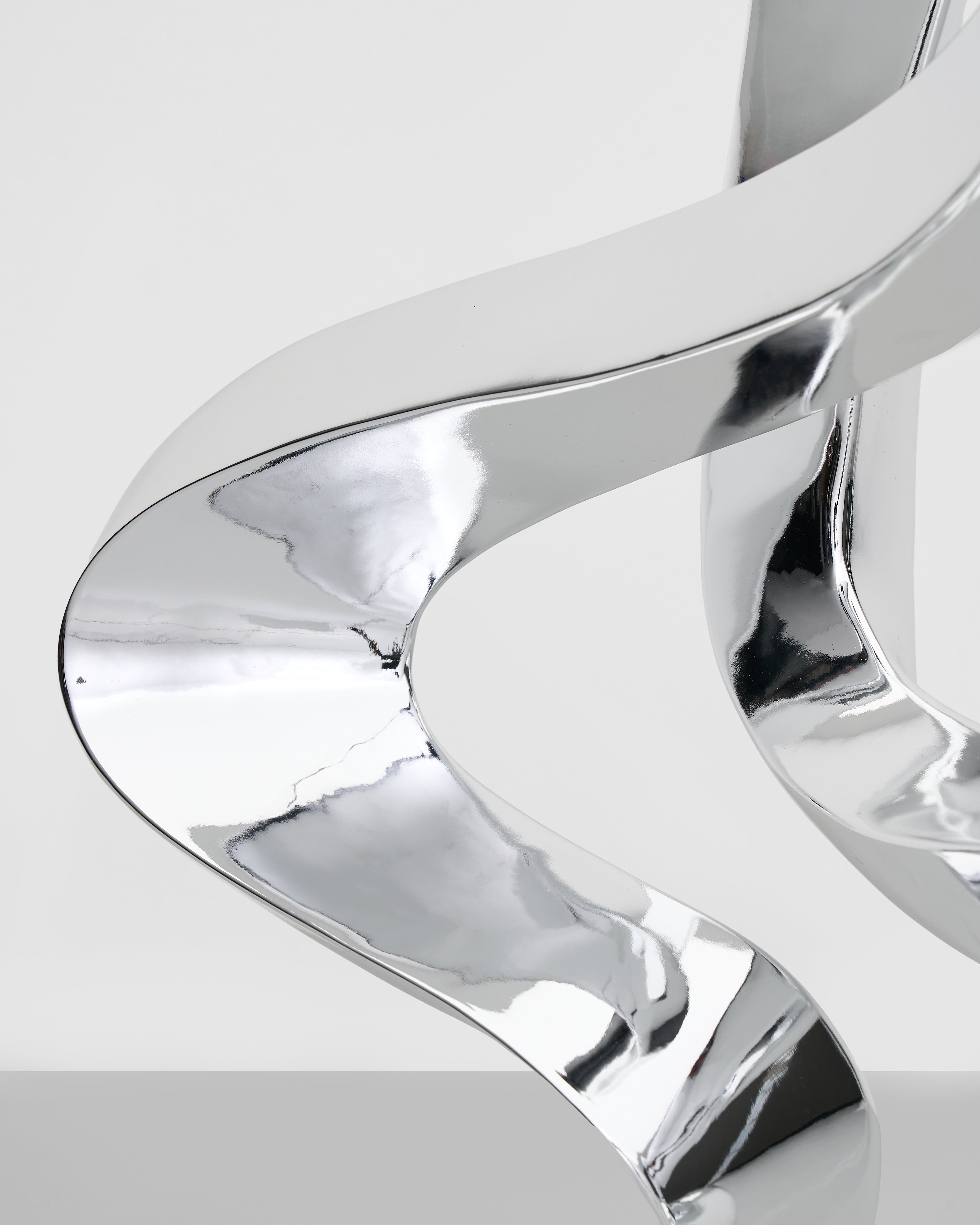 Contemporary Flow Curve Large Resin Sculpture - Silver