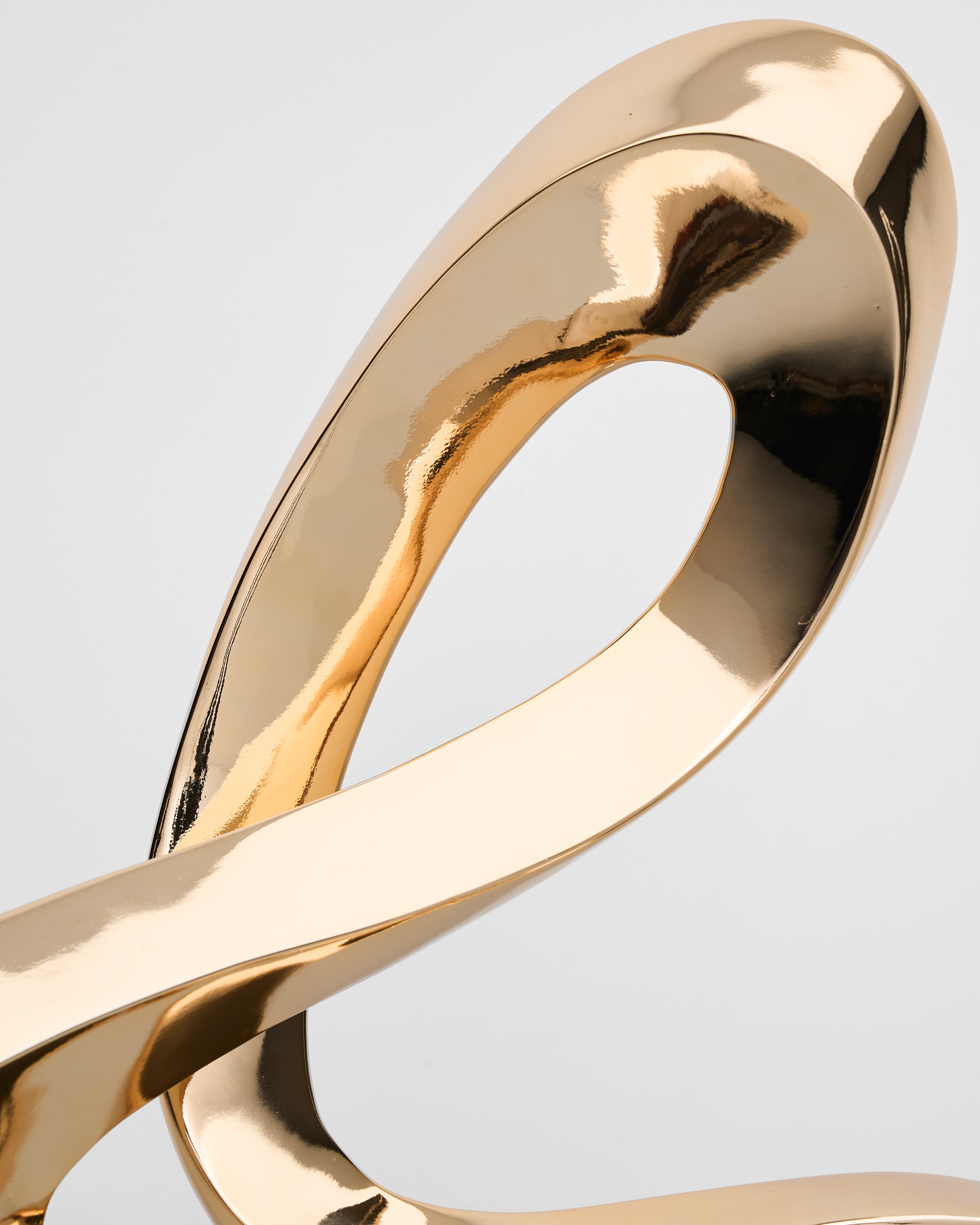 Contemporary Flow Curve Large Resin Sculpture - Rose Gold