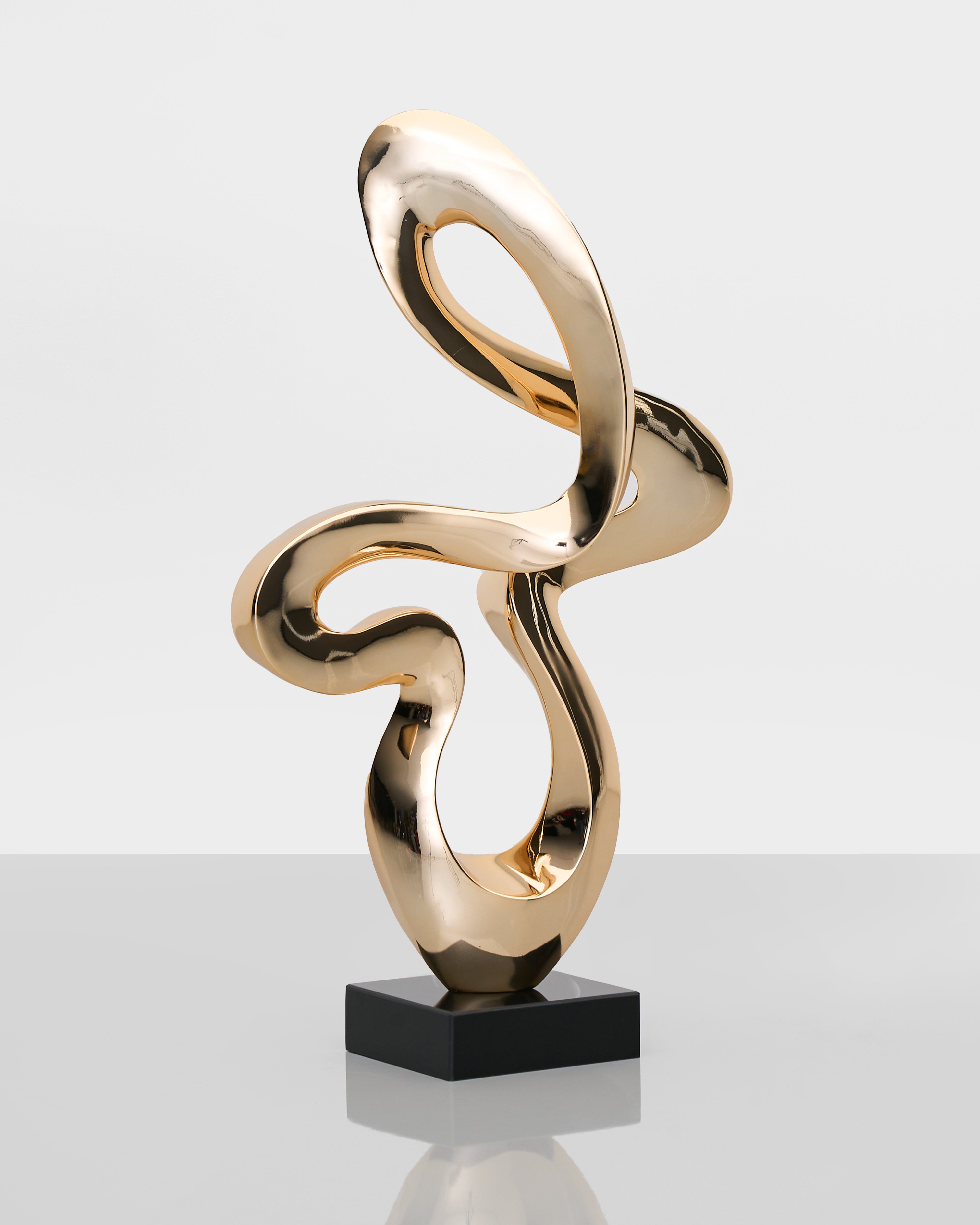 Contemporary Flow Curve Large Resin Sculpture - Rose Gold