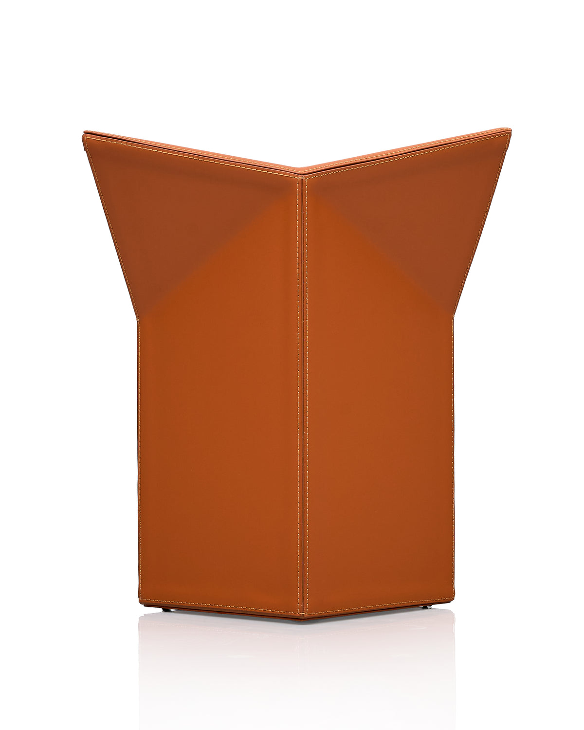 Diamond-Form Conical Leather Side Table - Vivid Brown