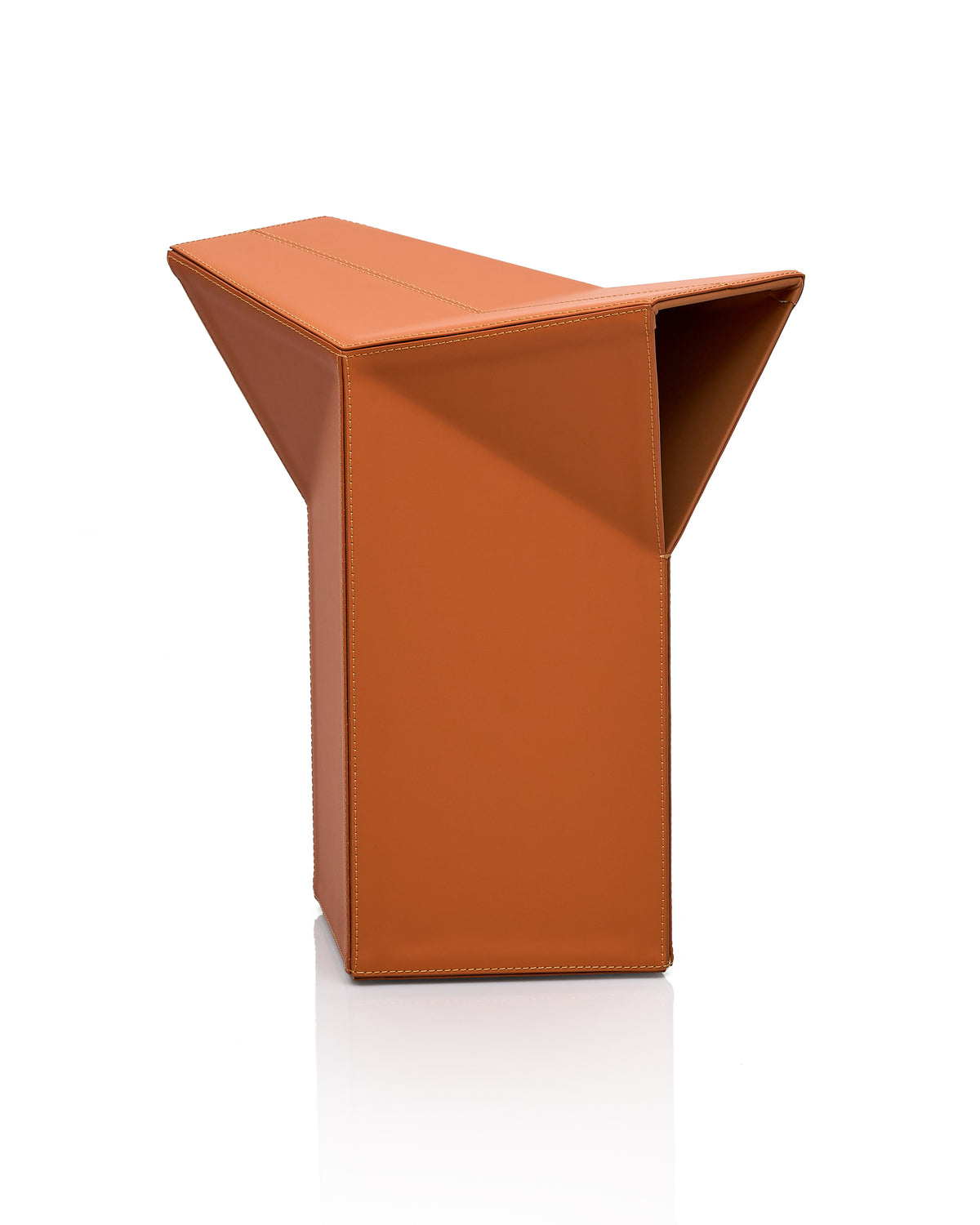 Diamond-Form Conical Leather Side Table - Vivid Brown