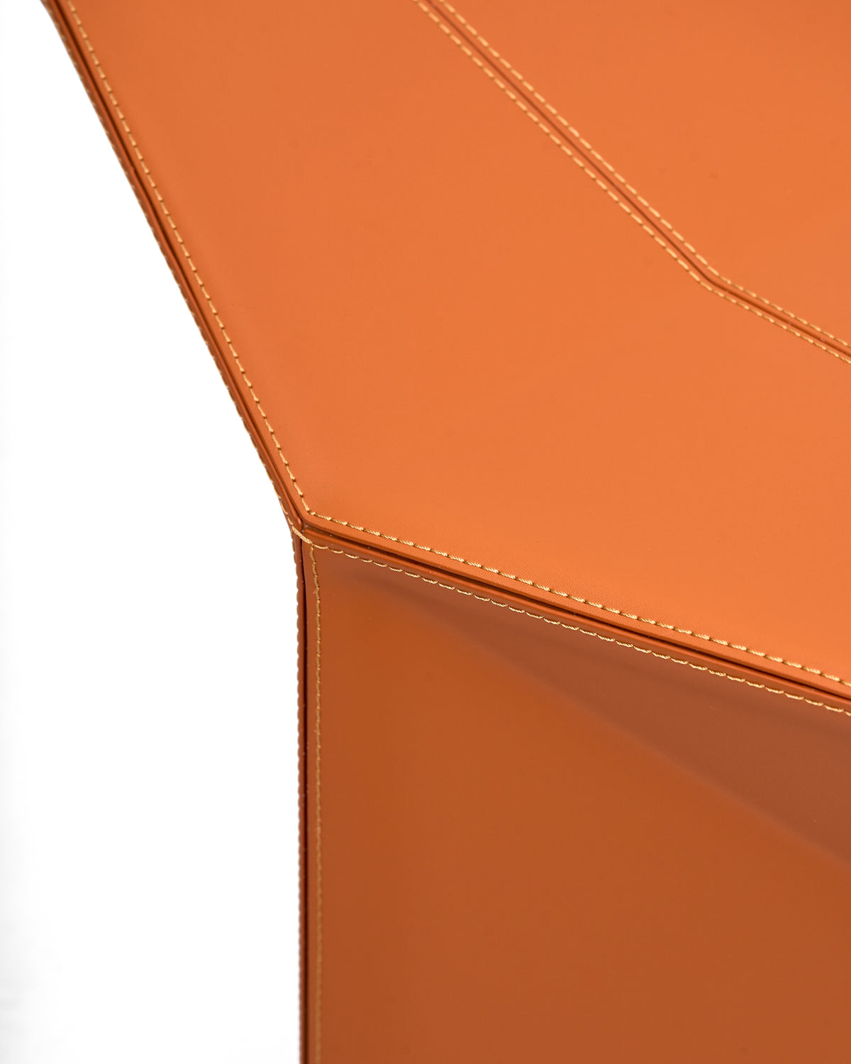 Diamond-Form Conical Leather Side Table - Vivid Brown