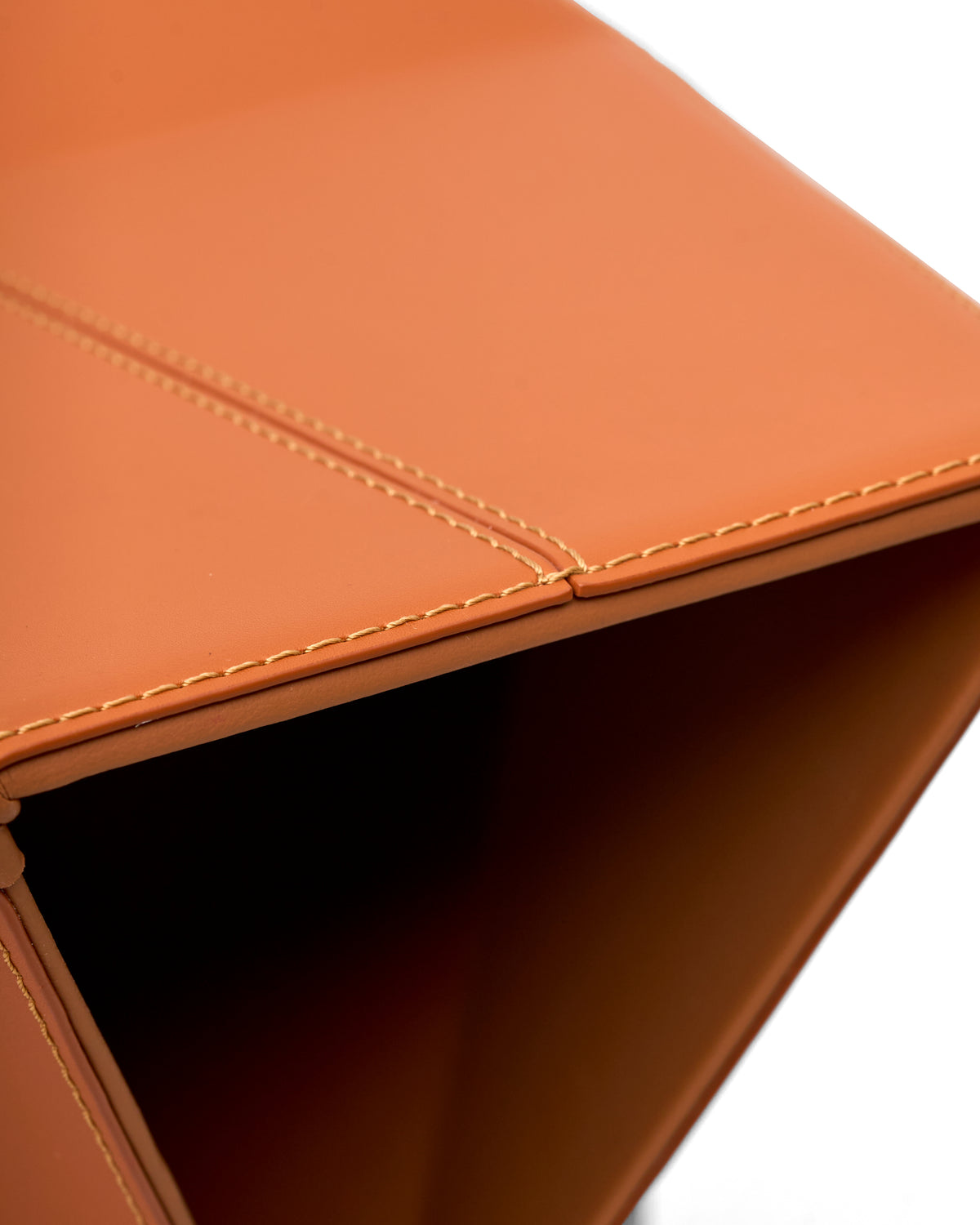 Diamond-Form Conical Leather Side Table - Vivid Brown