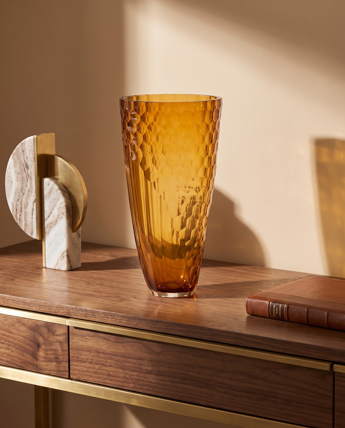 Egermann Amber Crystal Glass Vase
