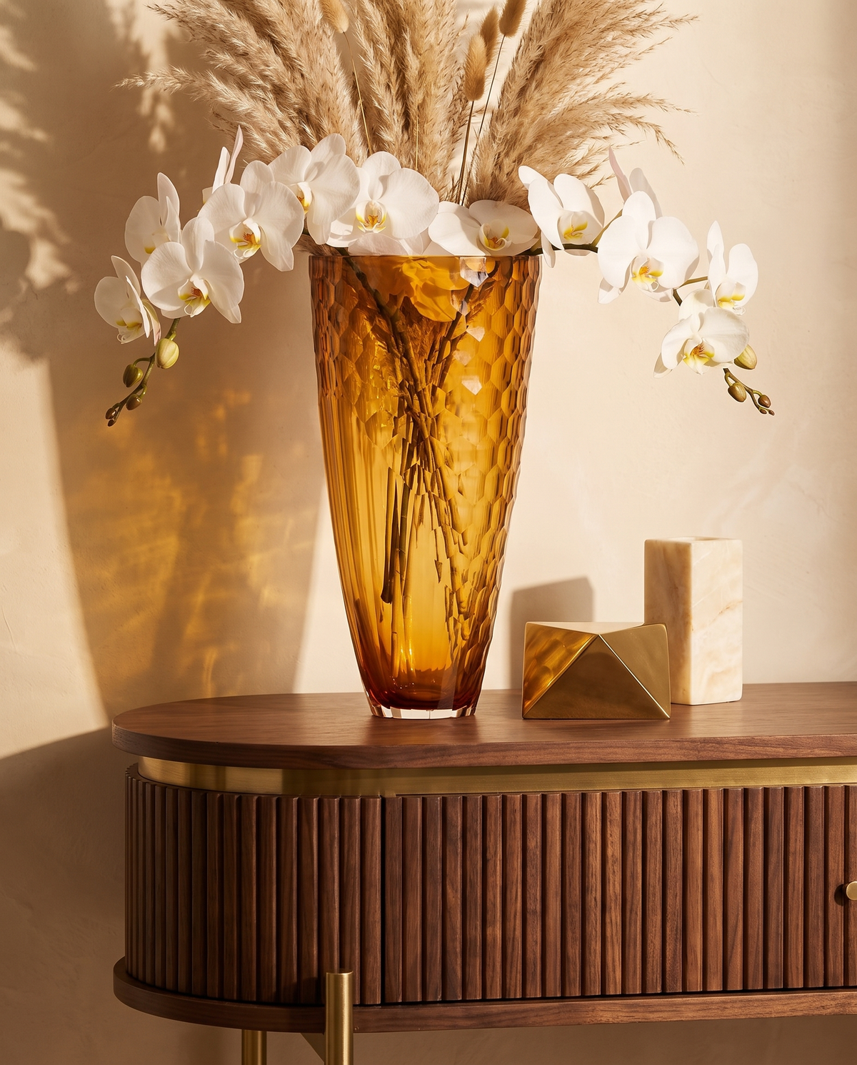 Egermann Amber Crystal Glass Vase