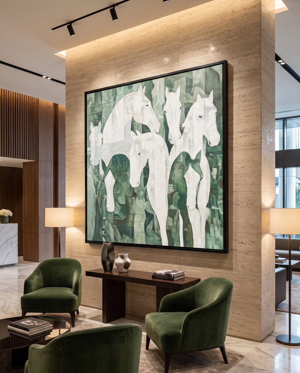 Emerald Equine Harmony - Modern Luxury Wallart