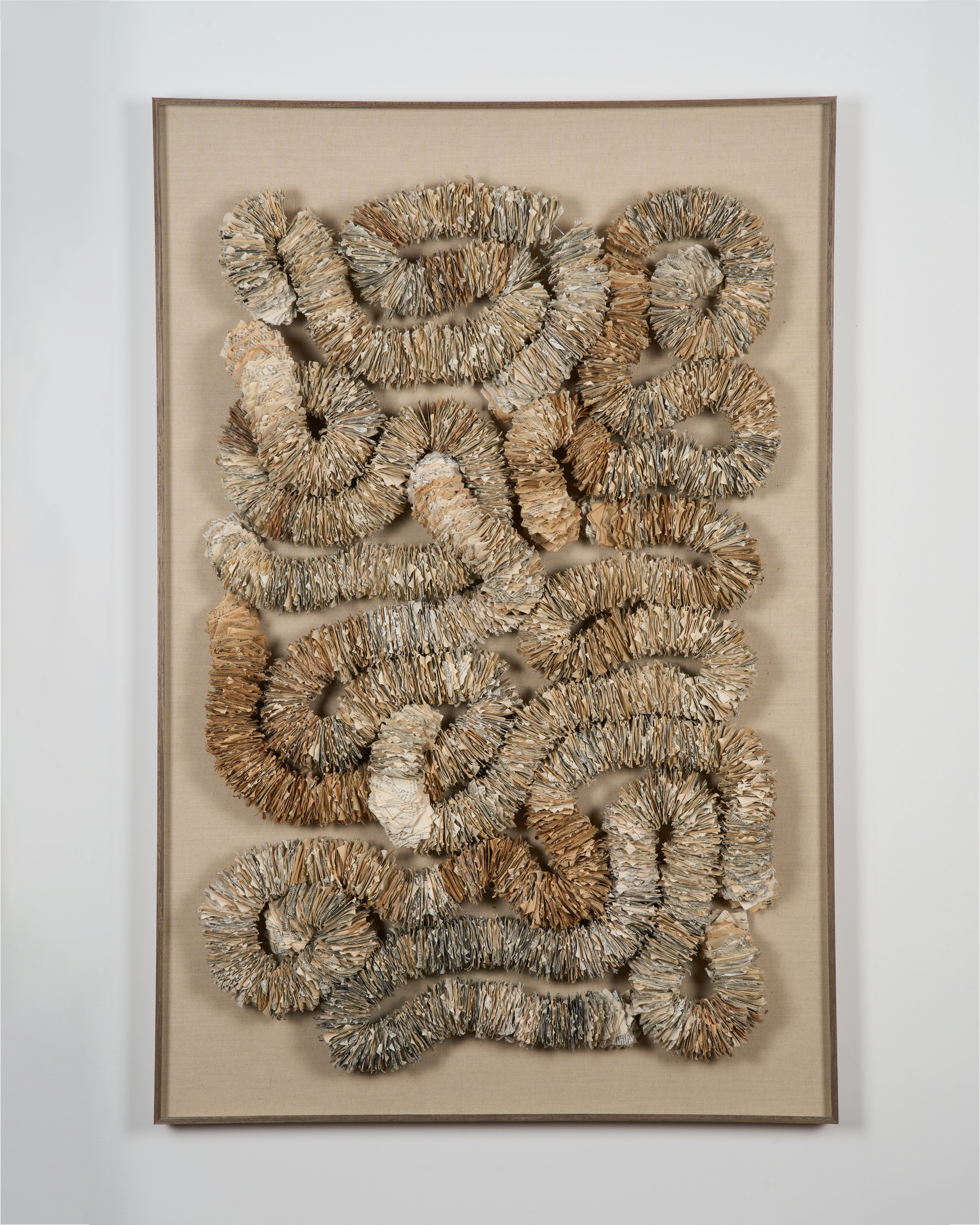 Front view of Eternity hand formed paper wall art showcasing intricate paper textures and elegant framed presentation

