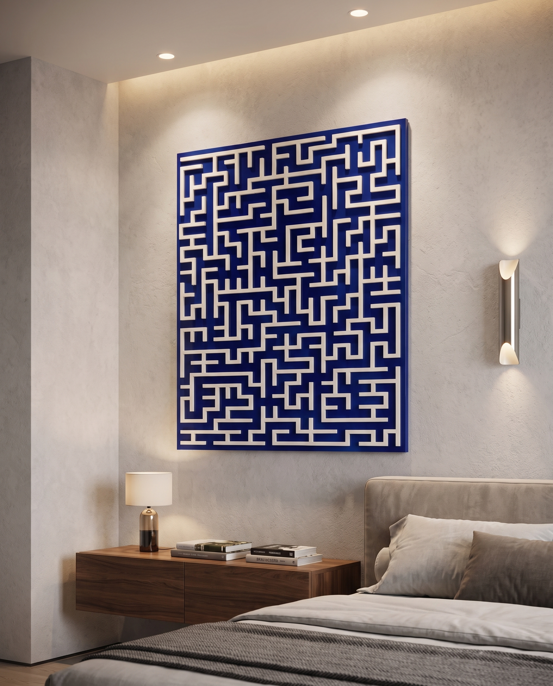 Harmony Maze Wall Art - Bold Navy Blue