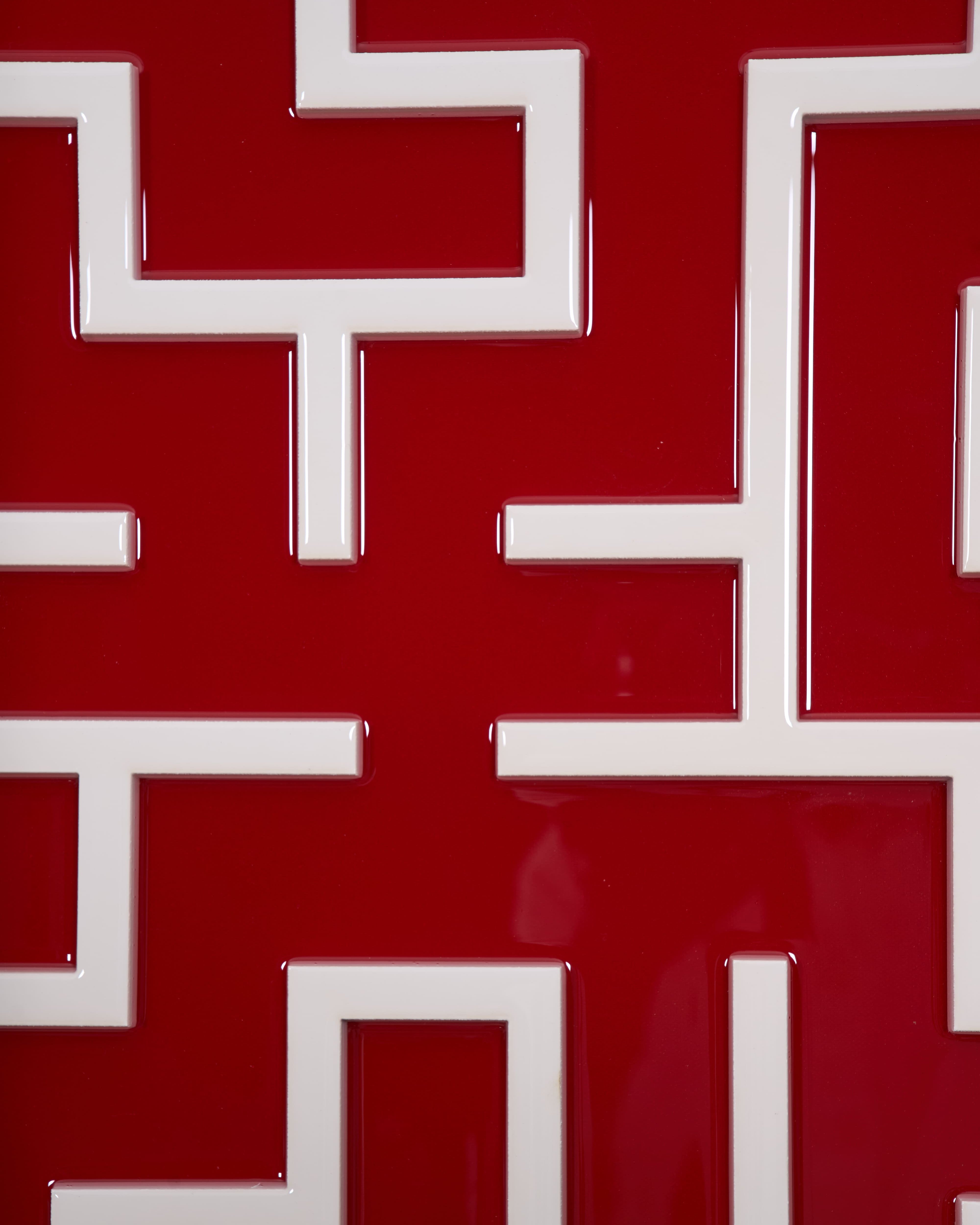 Harmony Maze Wall Art - Dark Carmine