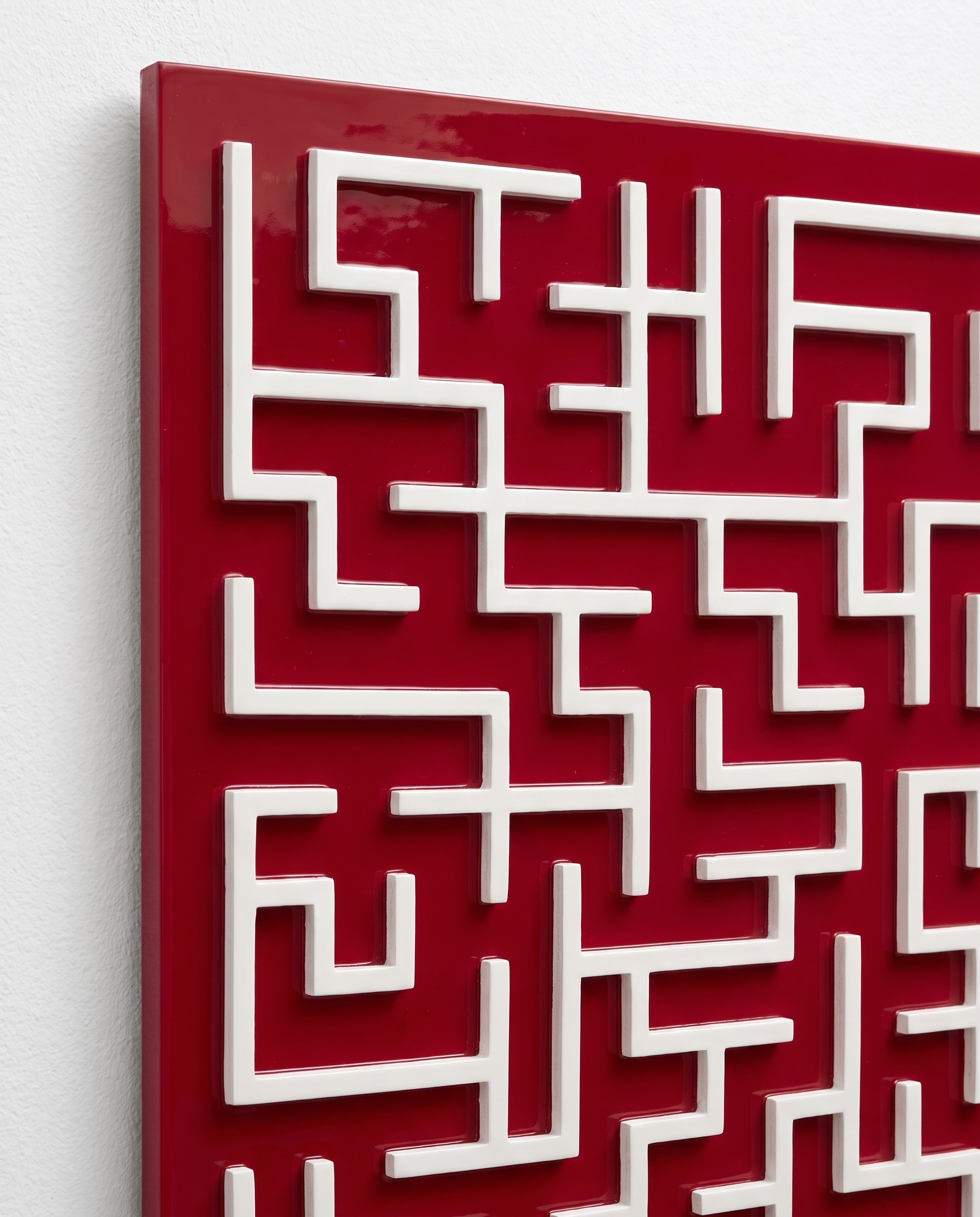 Harmony Maze Wall Art - Dark Carmine
