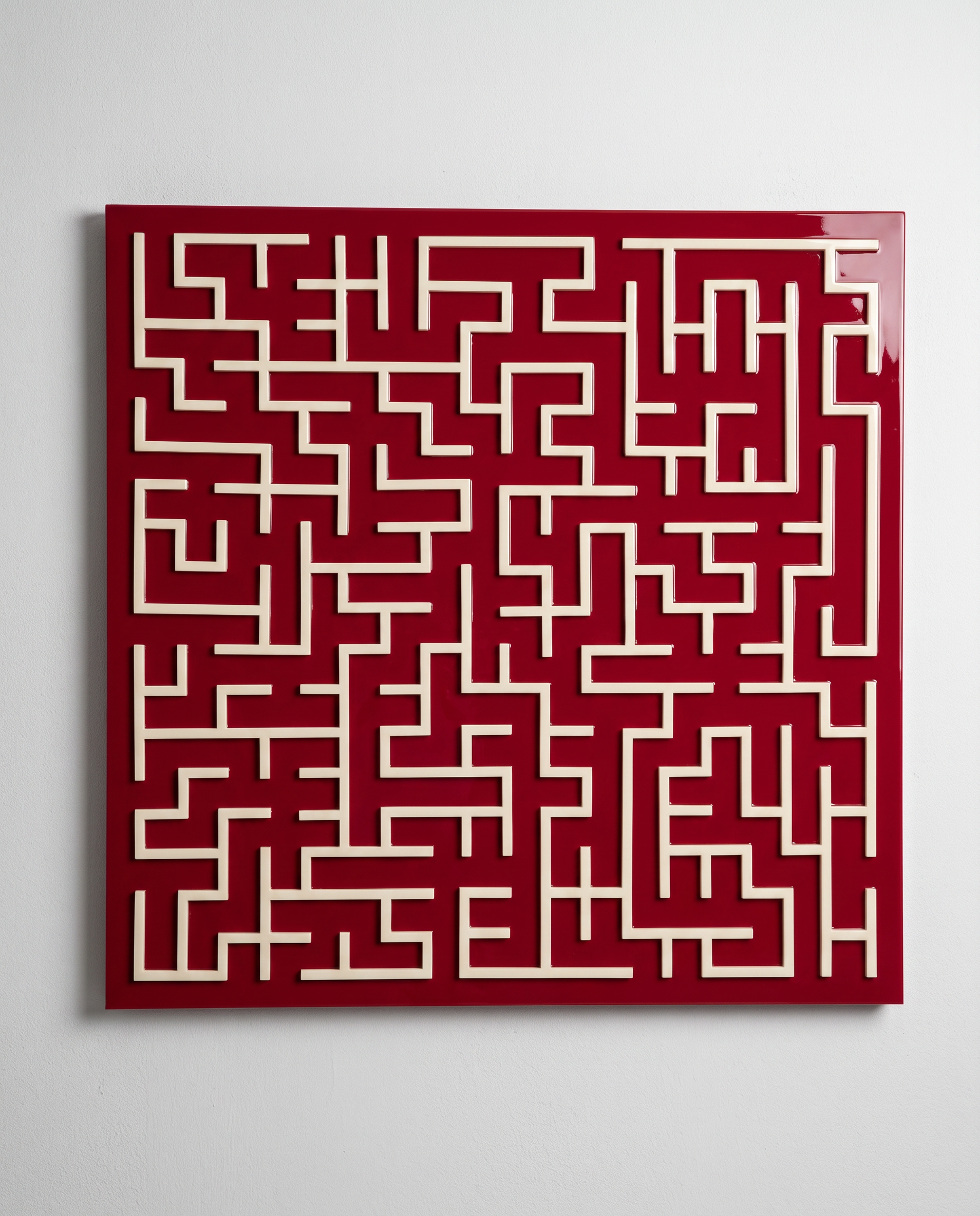 Harmony Maze Wall Art - Dark Carmine