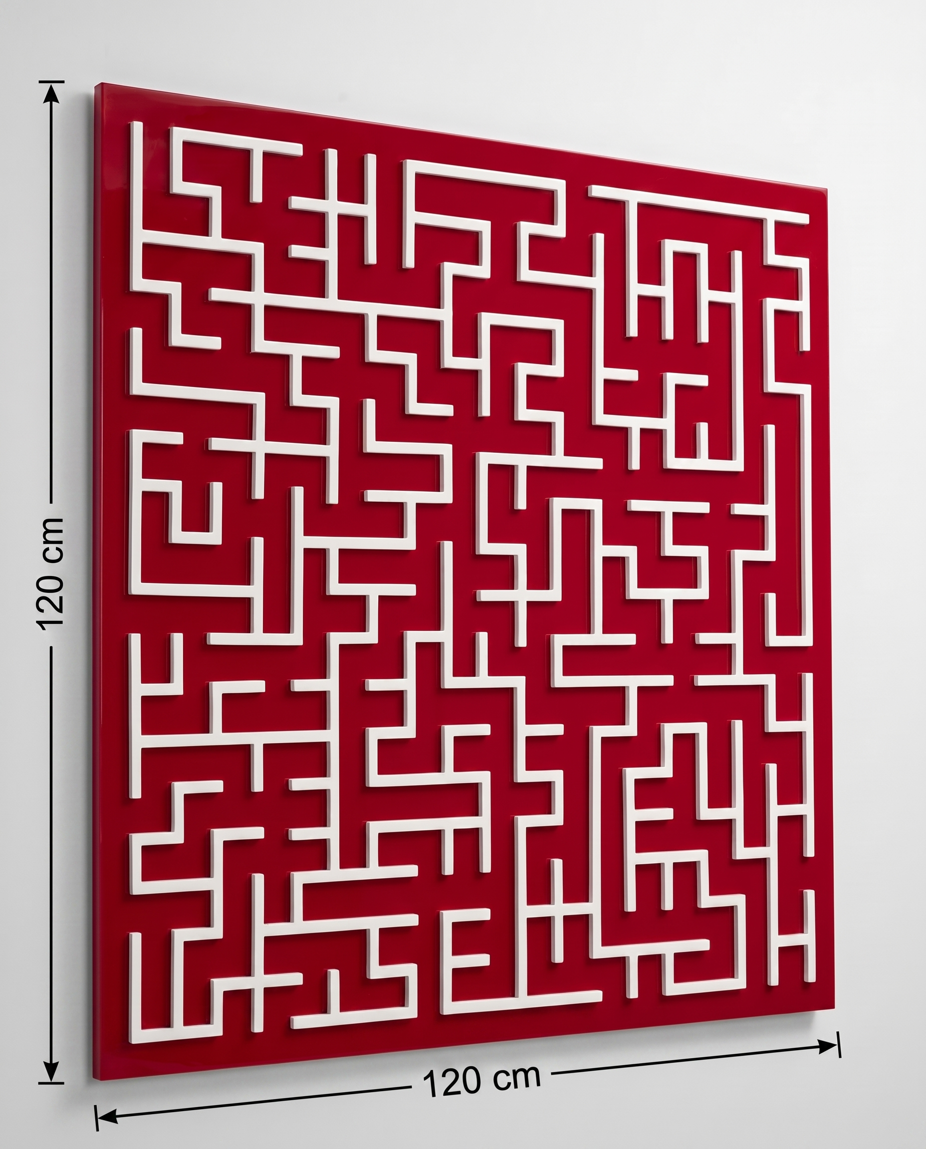 Harmony Maze Wall Art - Dark Carmine