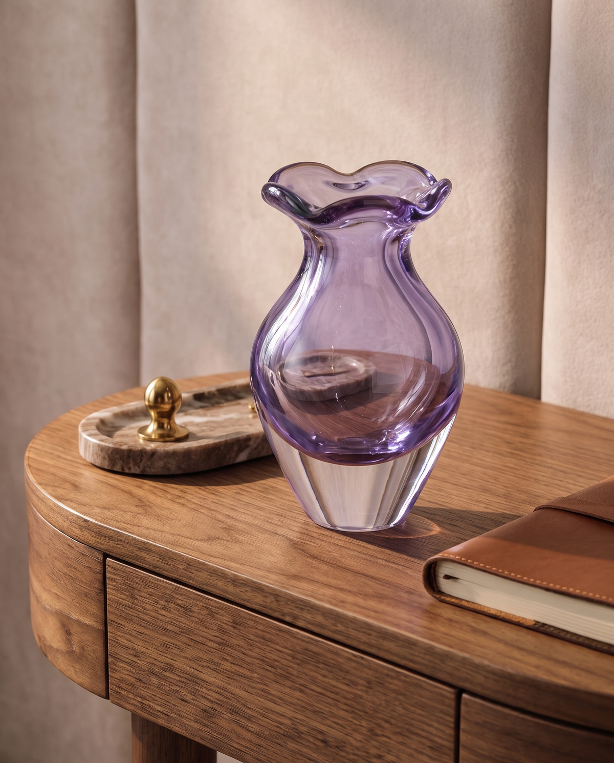 Lavender Ripple Crystal Vase