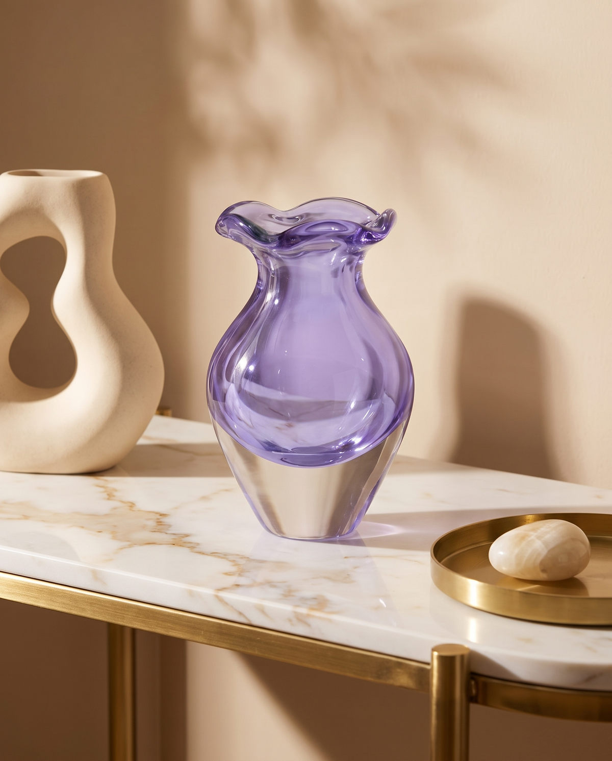 Lavender Ripple Crystal Vase