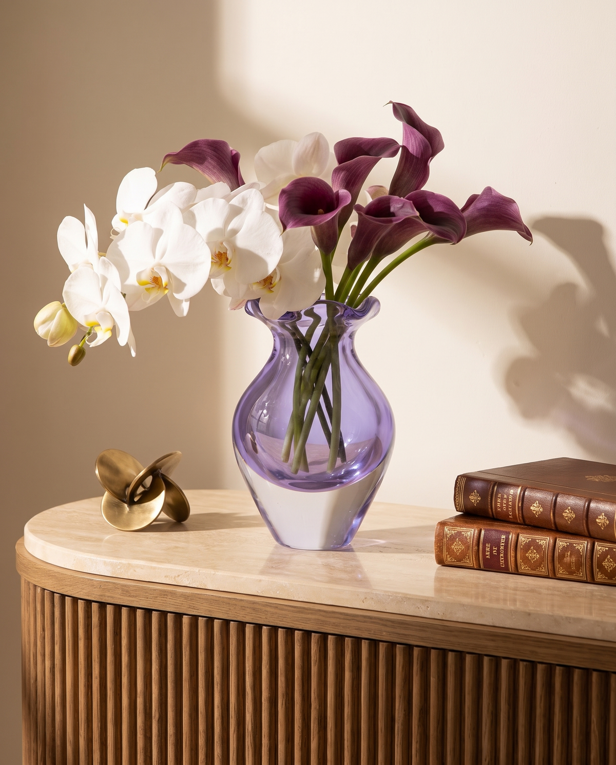 Lavender Ripple Crystal Vase