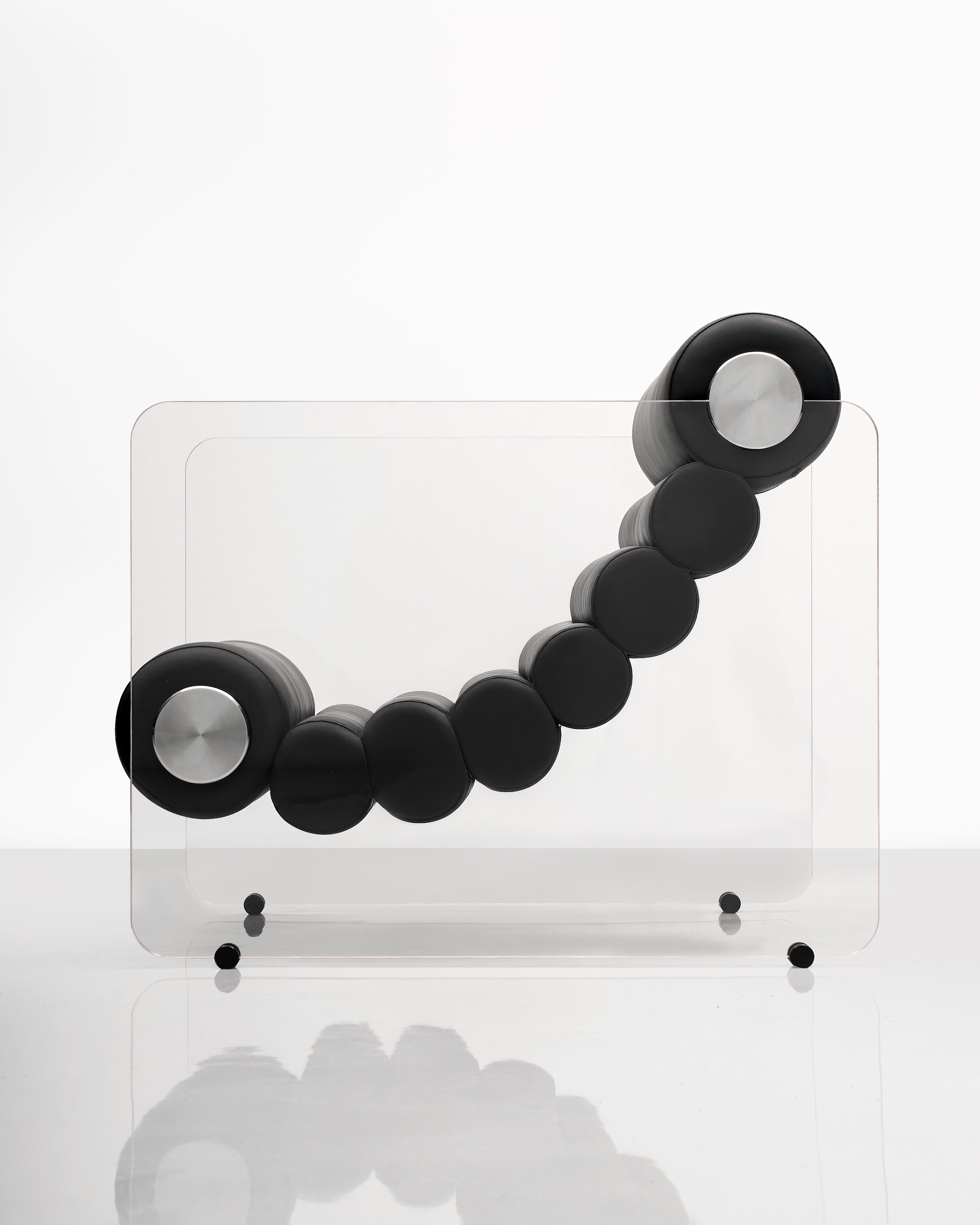 Modern Lucent Acrylic & Black Leather Accent Jake Chair