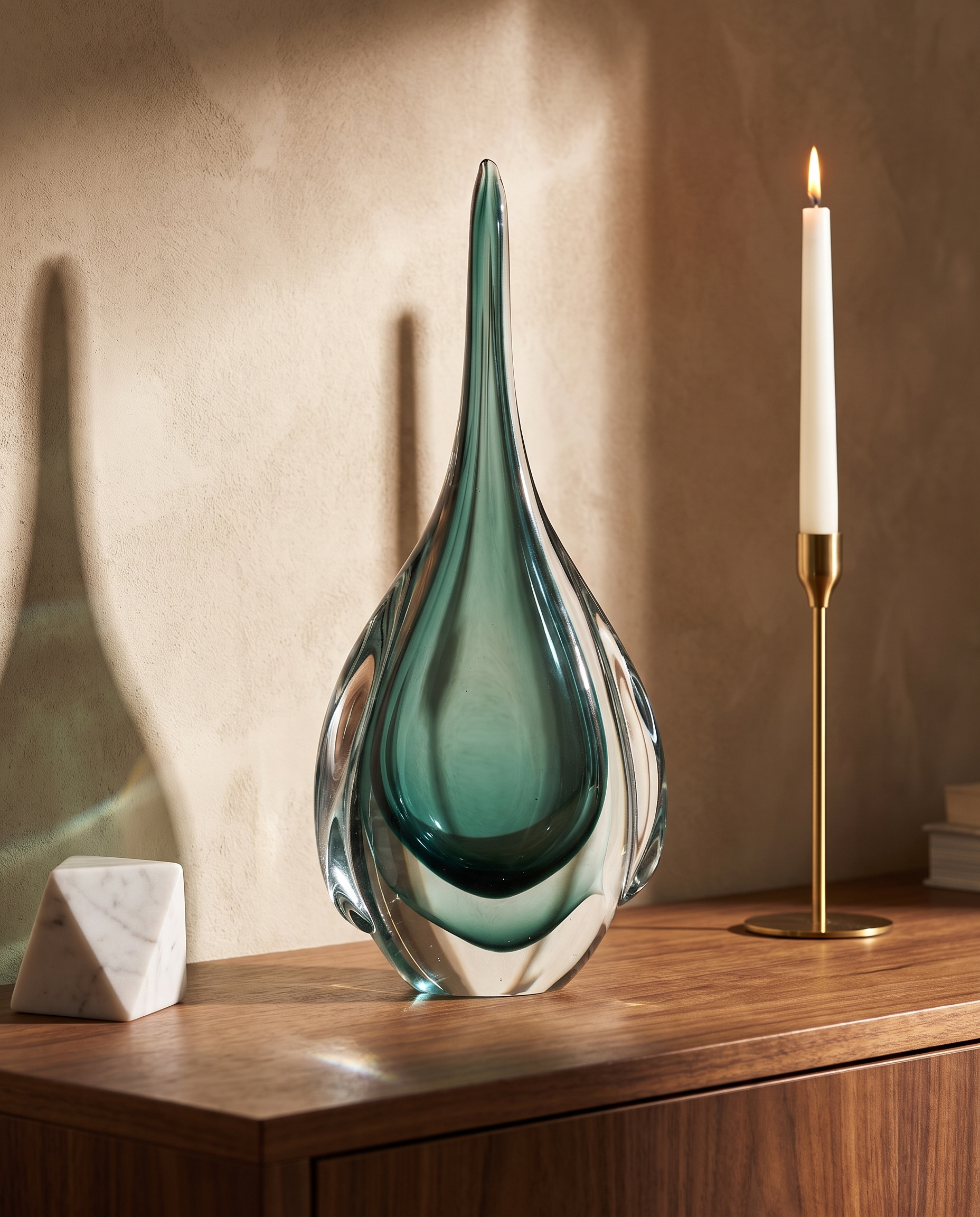 Luminous Drop Retro Cyan Crystal Decor