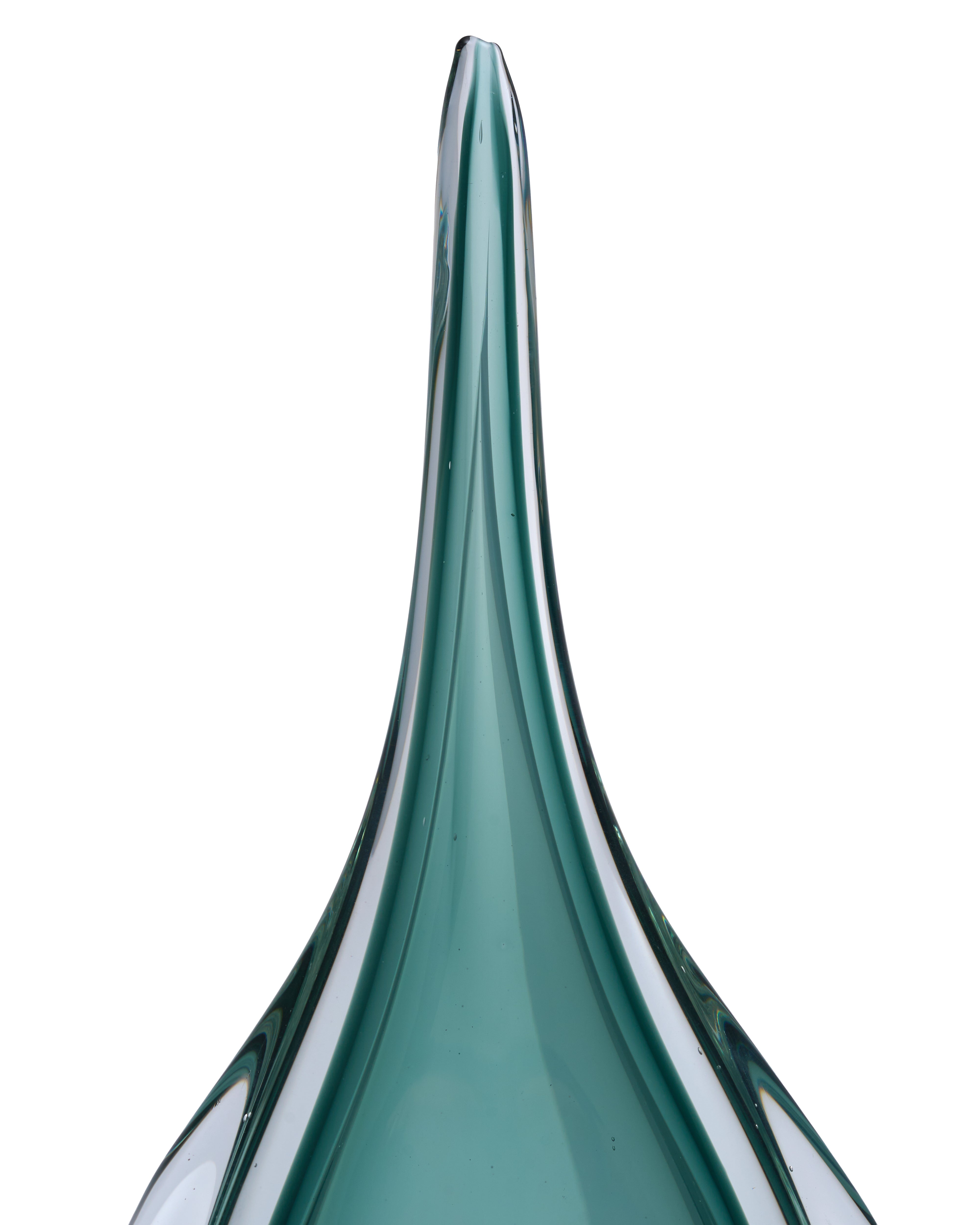 Luminous Drop Retro Cyan Crystal Decor