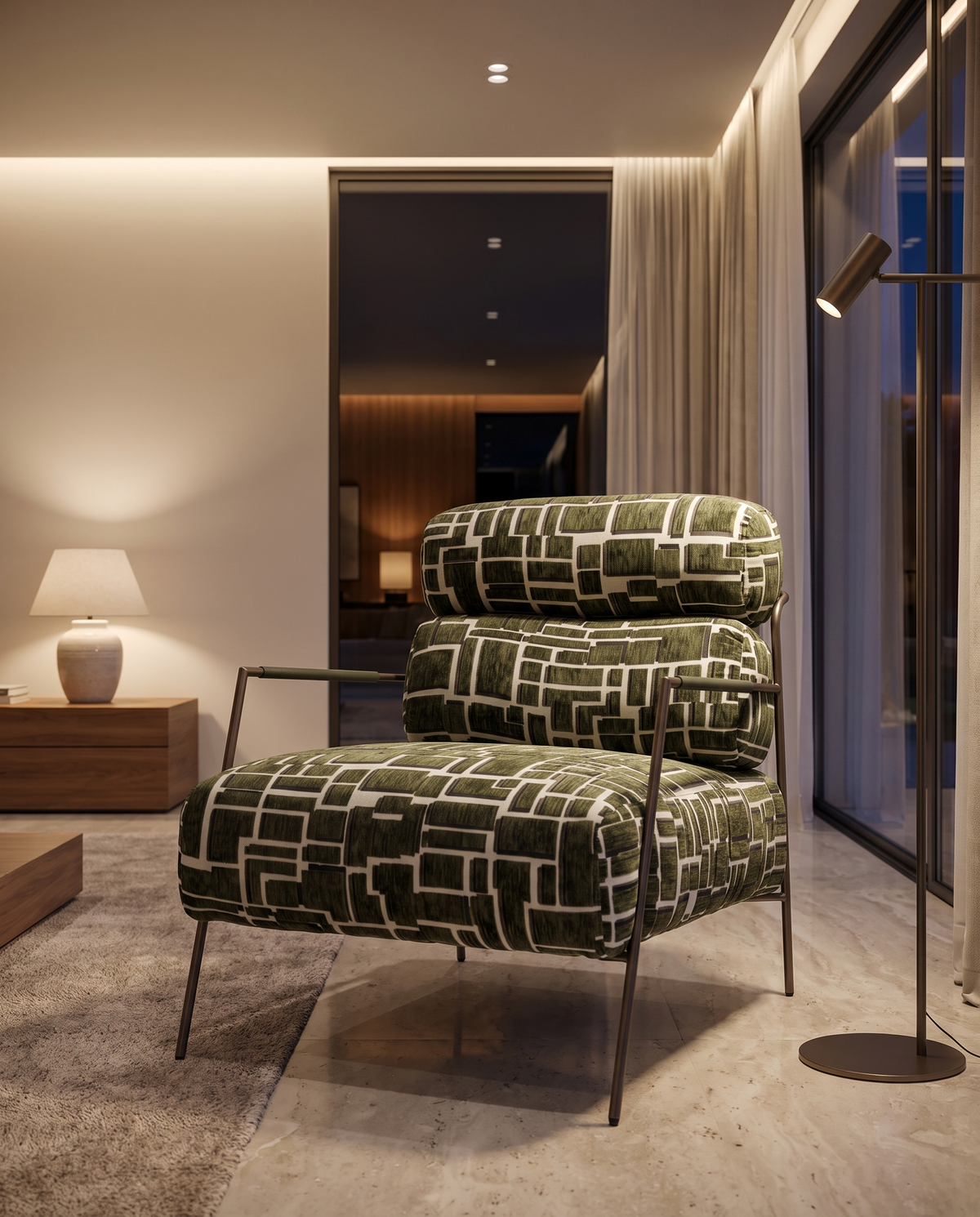 Merlot Armchair - Army Green