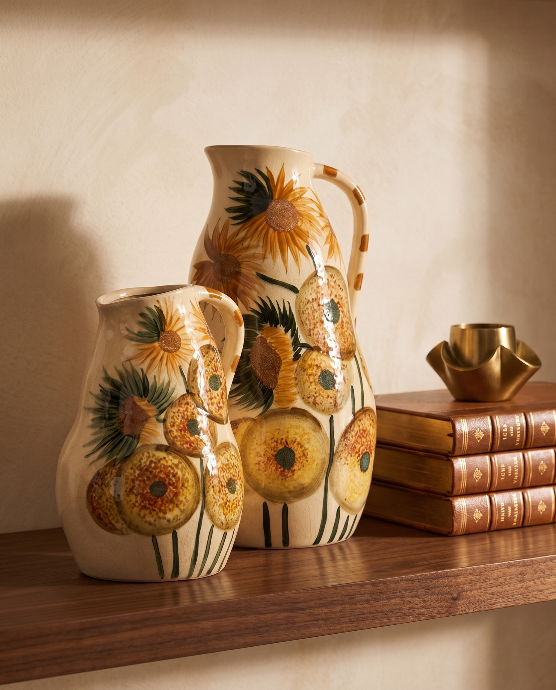 Ochre Coneflower Floral Jug Vases