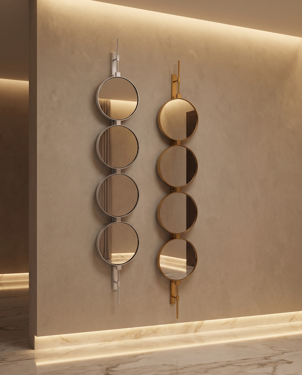 Orbital Drop - Button Wall Mirror Duo