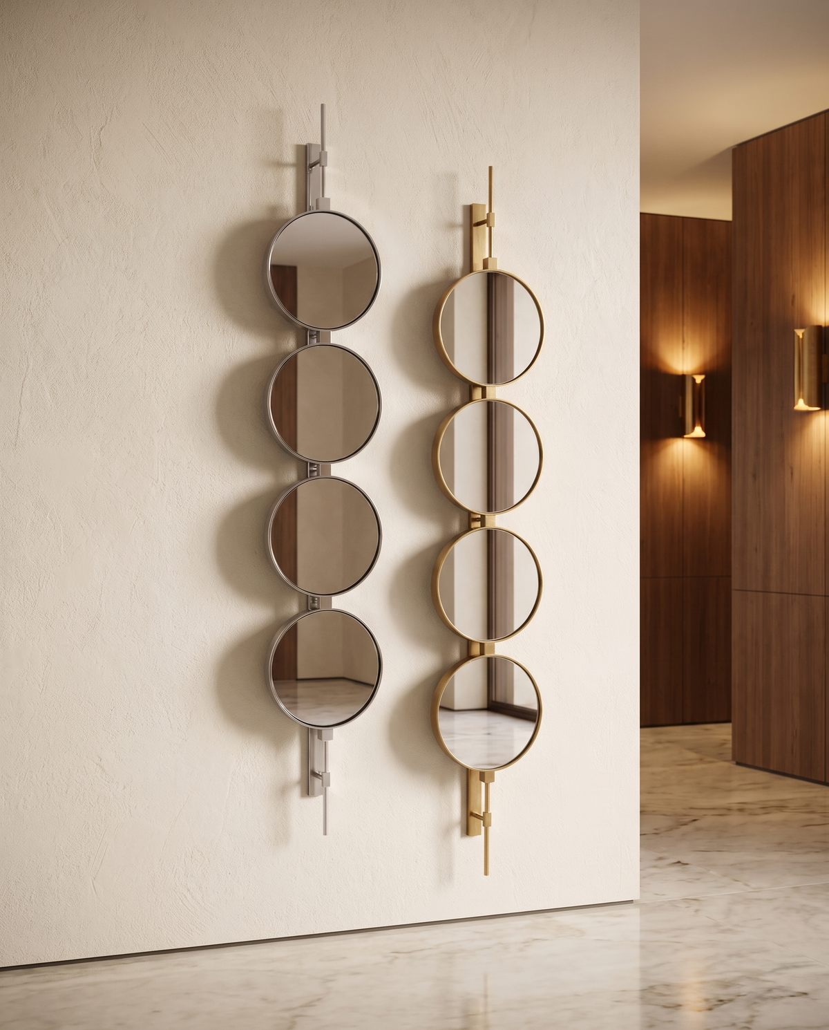 Orbital Drop - Button Wall Mirror Duo