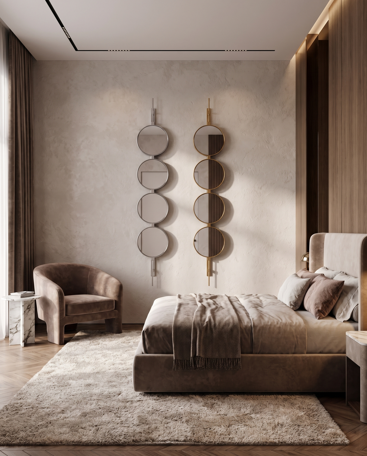 Orbital Drop - Button Wall Mirror Duo