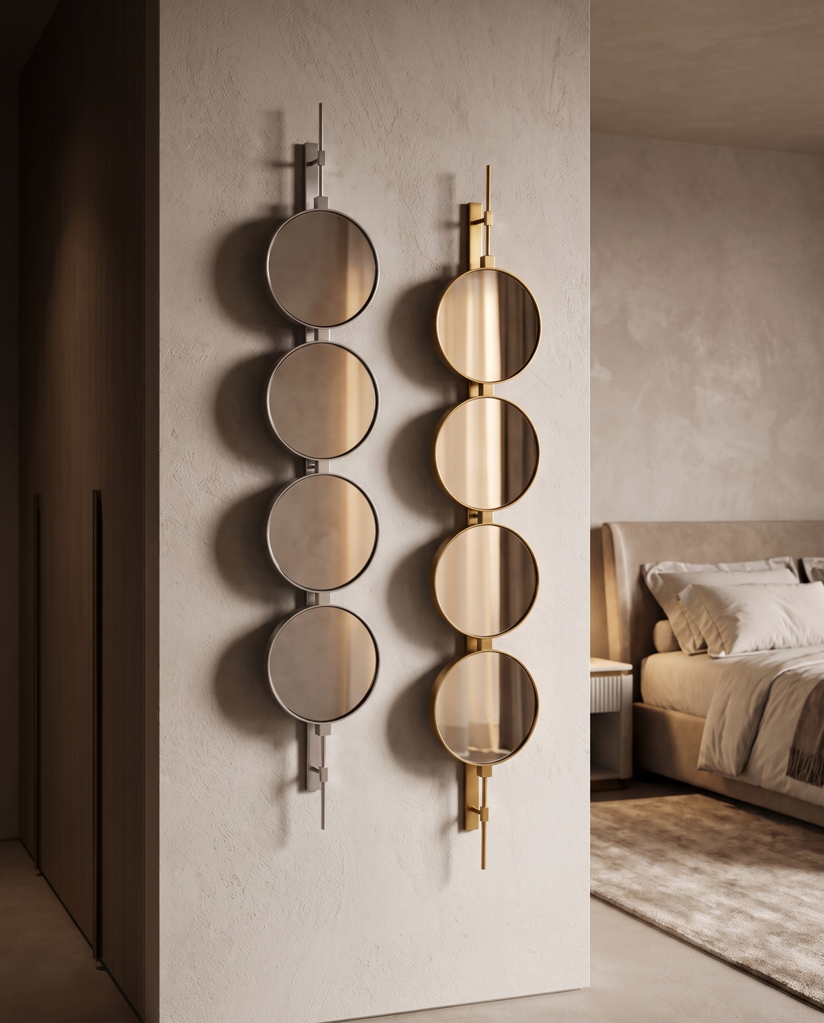 Orbital Drop - Button Wall Mirror Duo