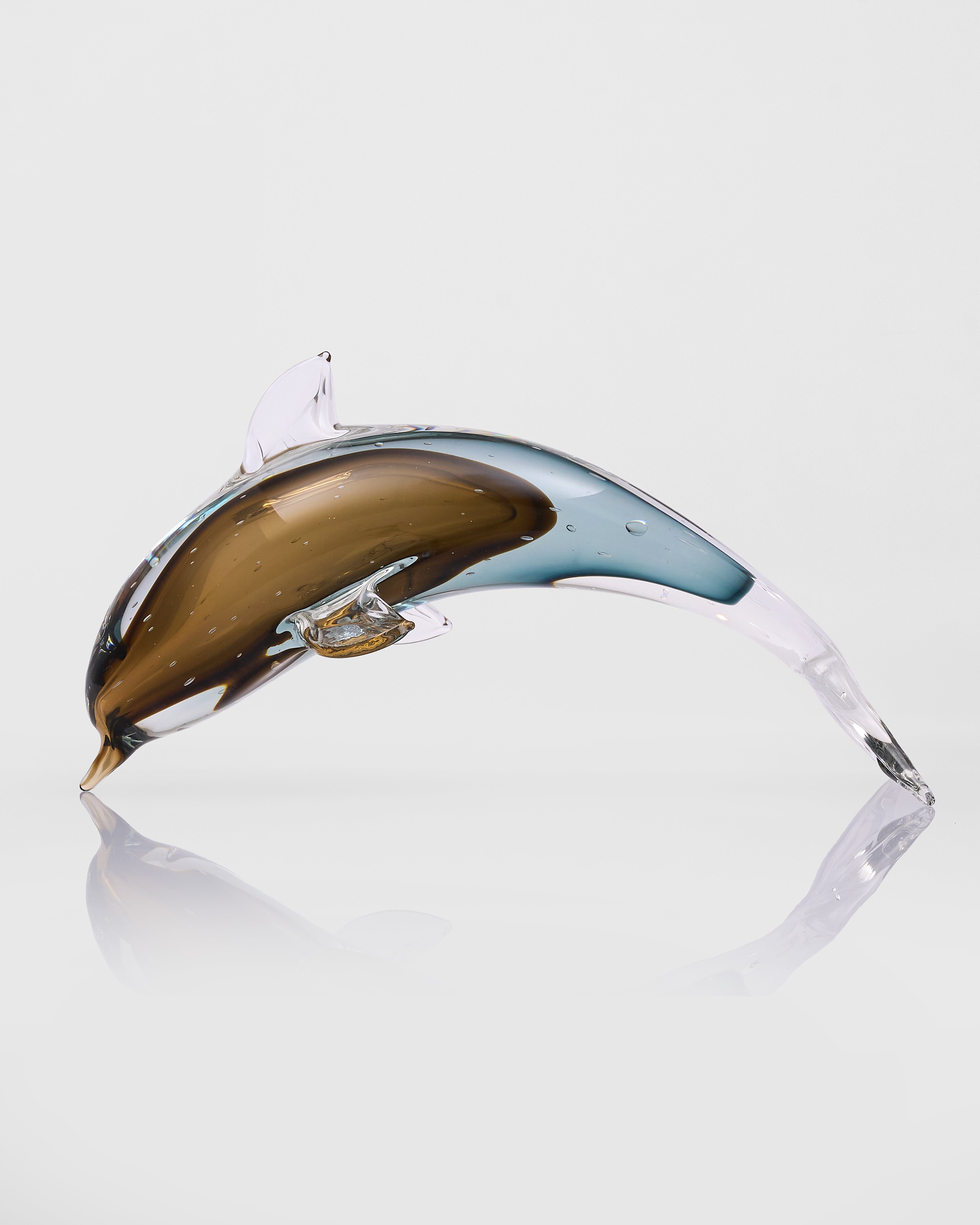 Crystal Glass Brown Fish Decor with resin glass made