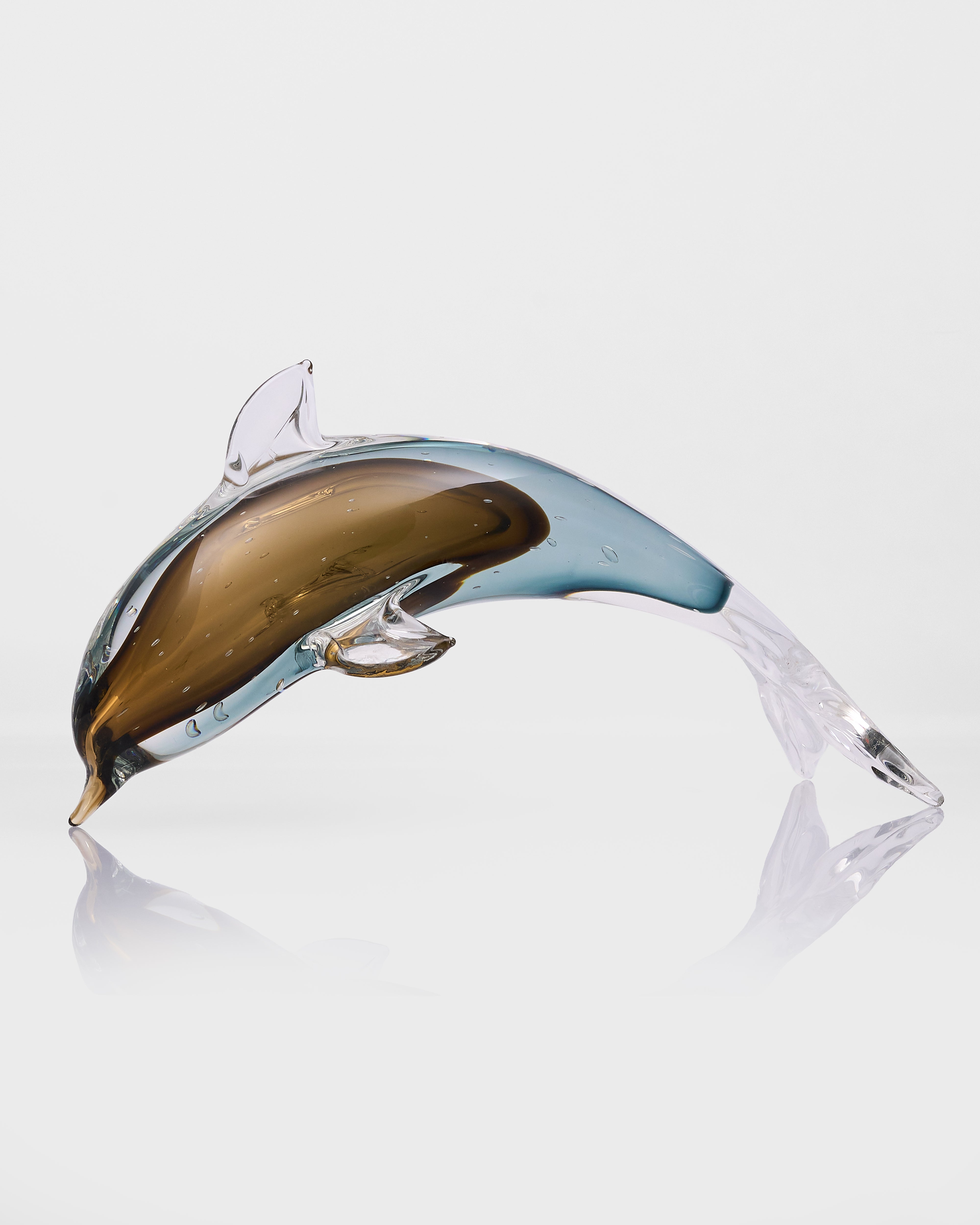 Decorative Orphia Crystal Glass Brown Fish Decor design on a white background