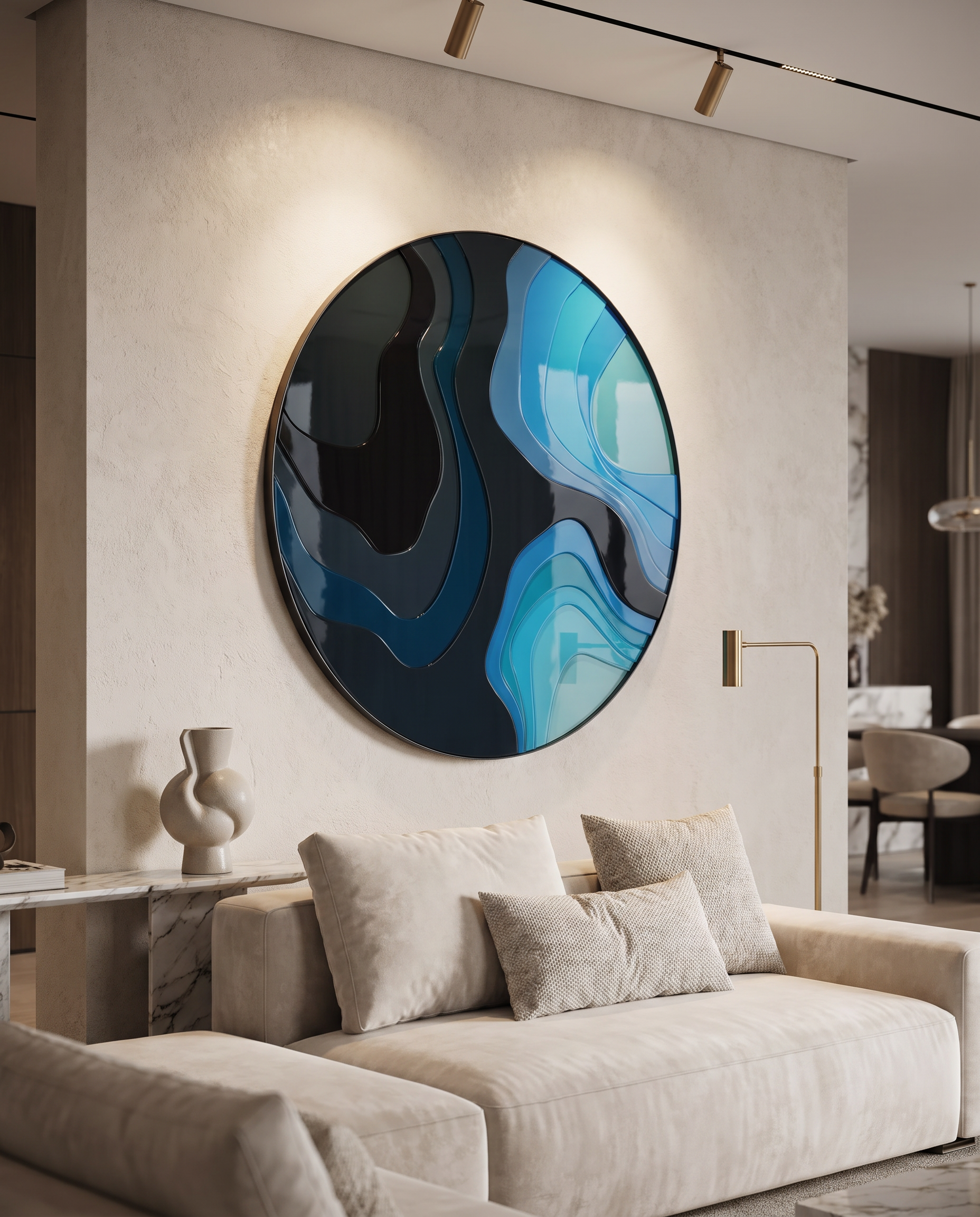 Sapphire Drift Acrylic Luxury Wall Art