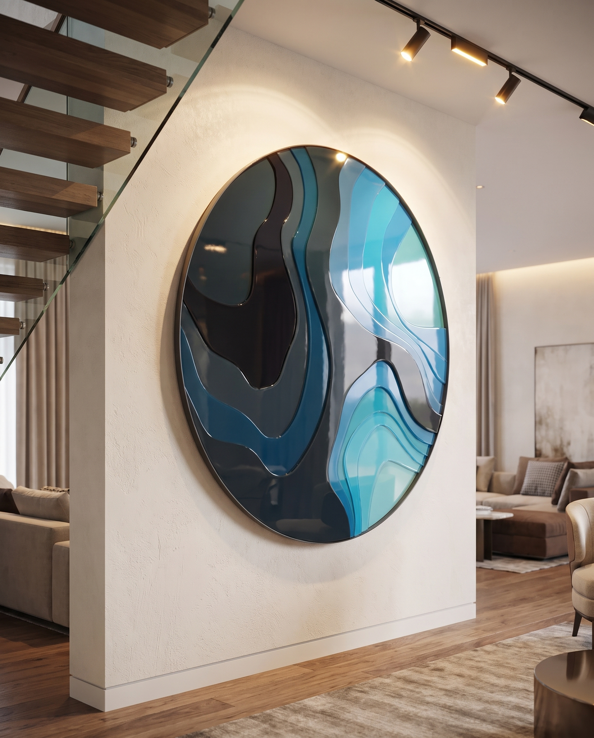 Sapphire Drift Acrylic Luxury Wall Art
