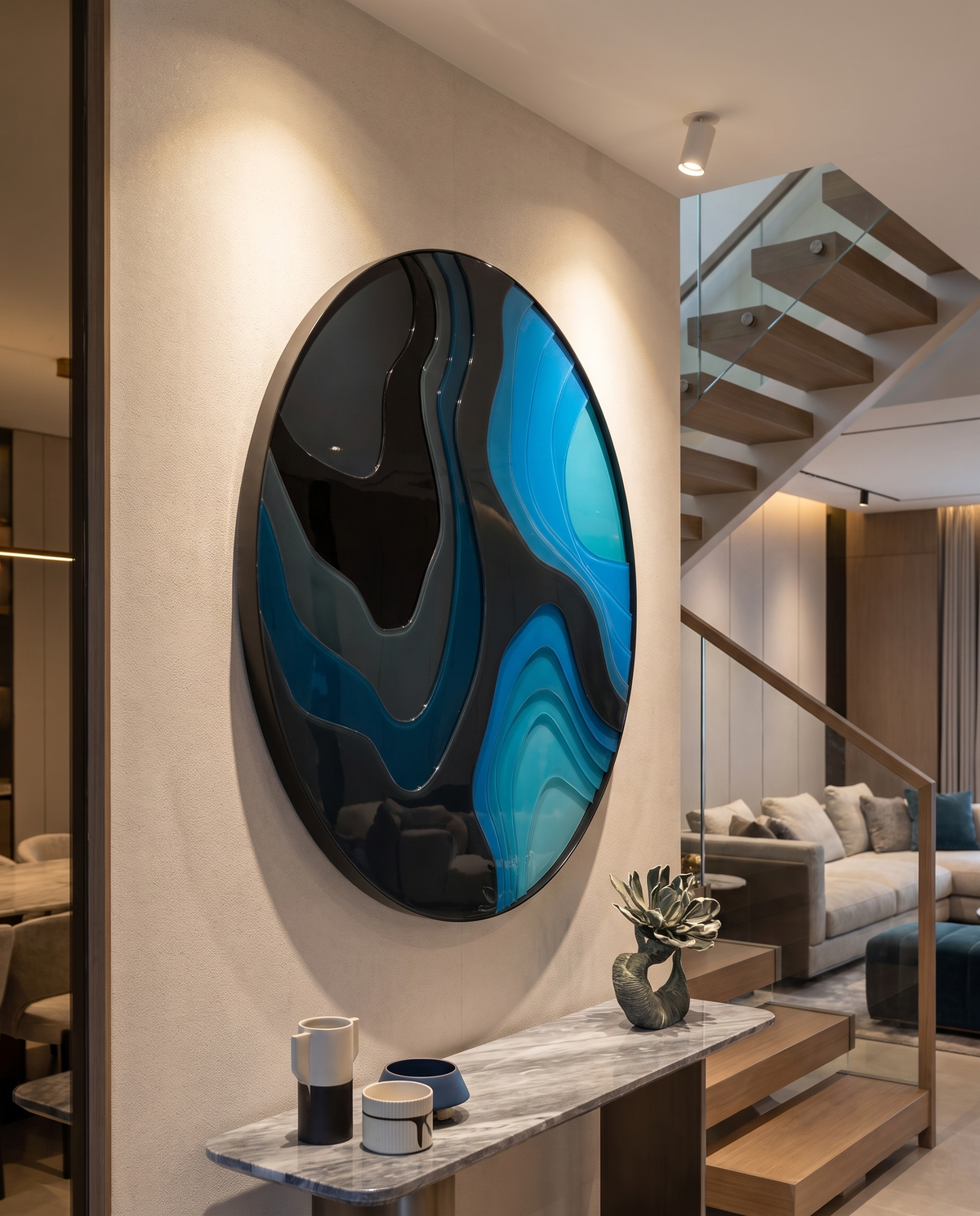 Sapphire Drift Acrylic Luxury Wall Art