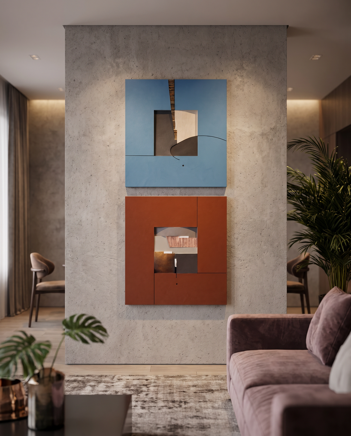 Terra & Cerulean Duo - Modern Luxury Wallart