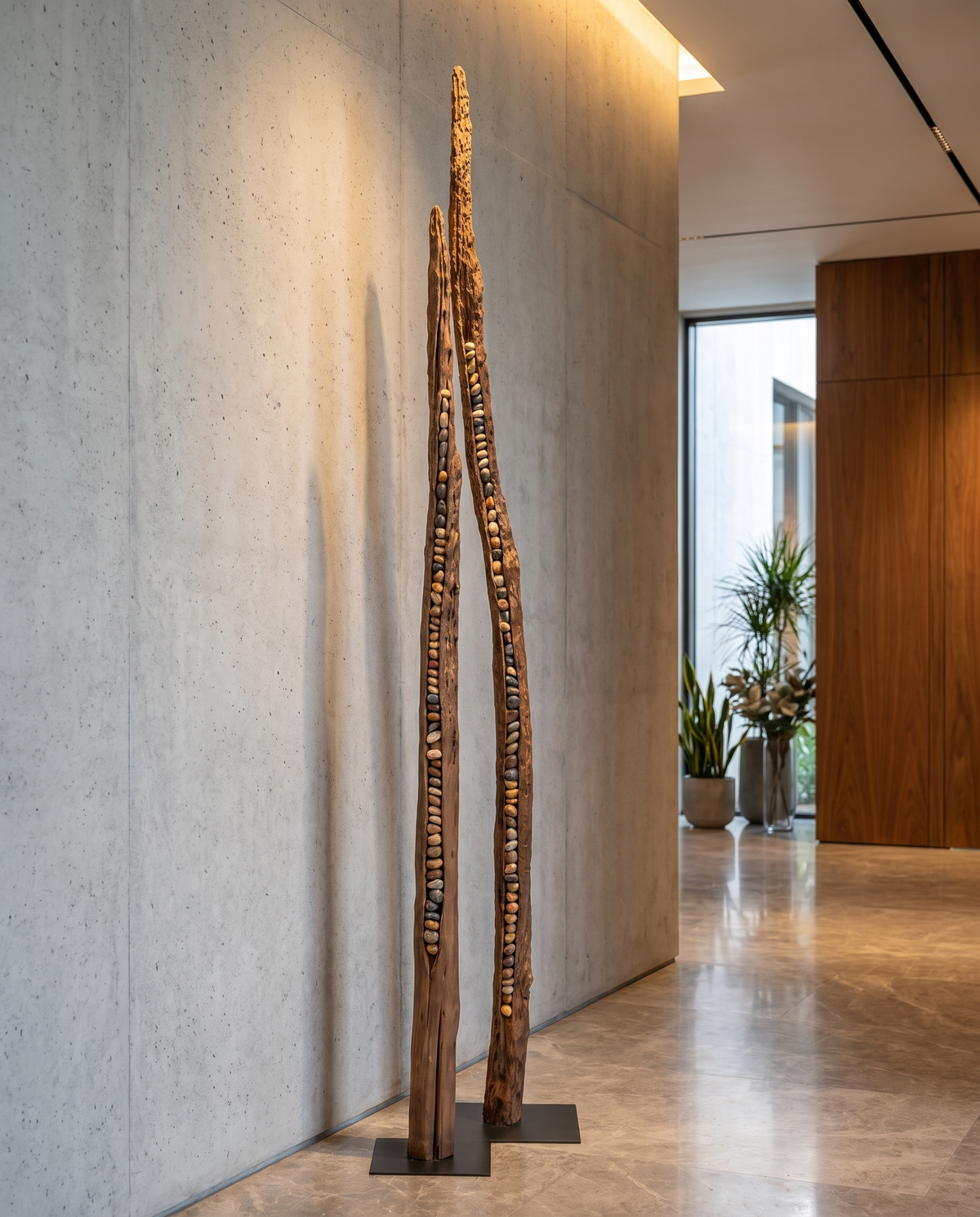 The Sylvan Pillars - Modern Wooden Sculpture