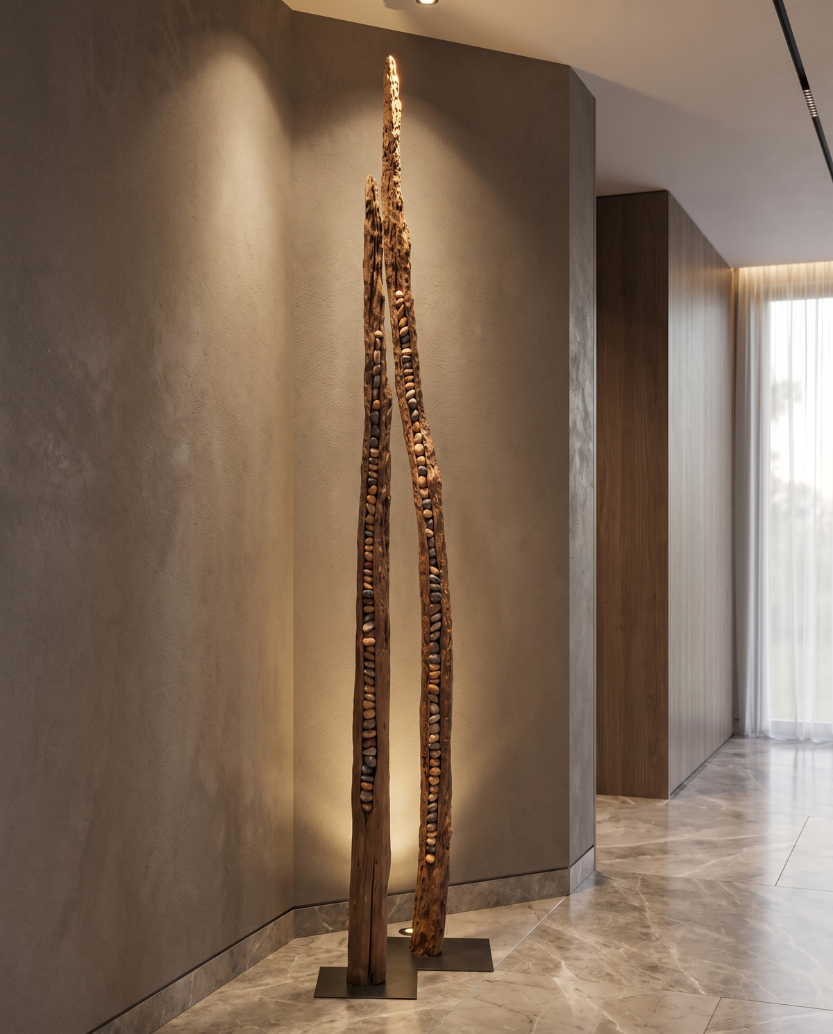 The Sylvan Pillars - Modern Wooden Sculpture