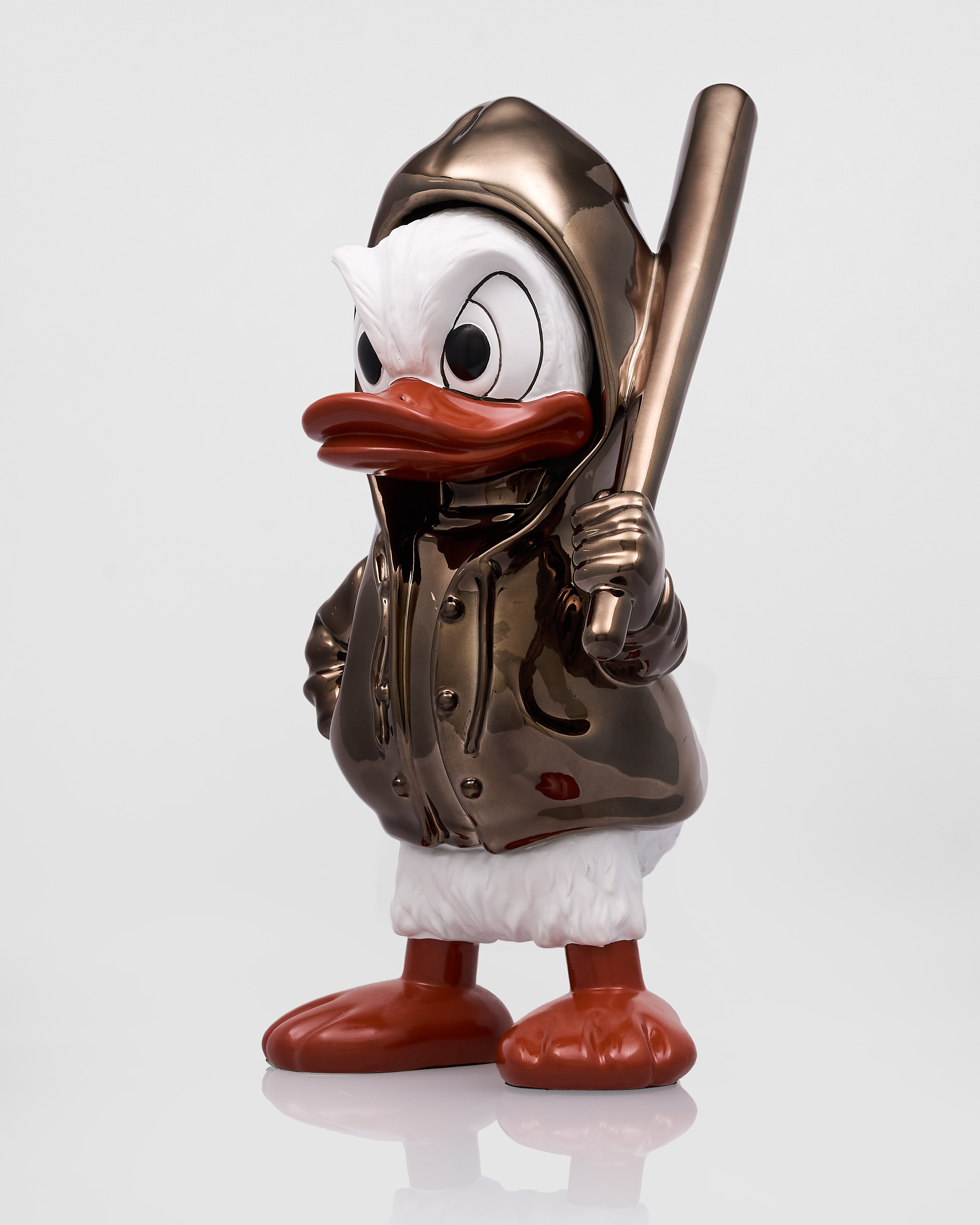 Animated character Urban Icon Hoodie Figurine - Bronze  figure holding a bat on a white background