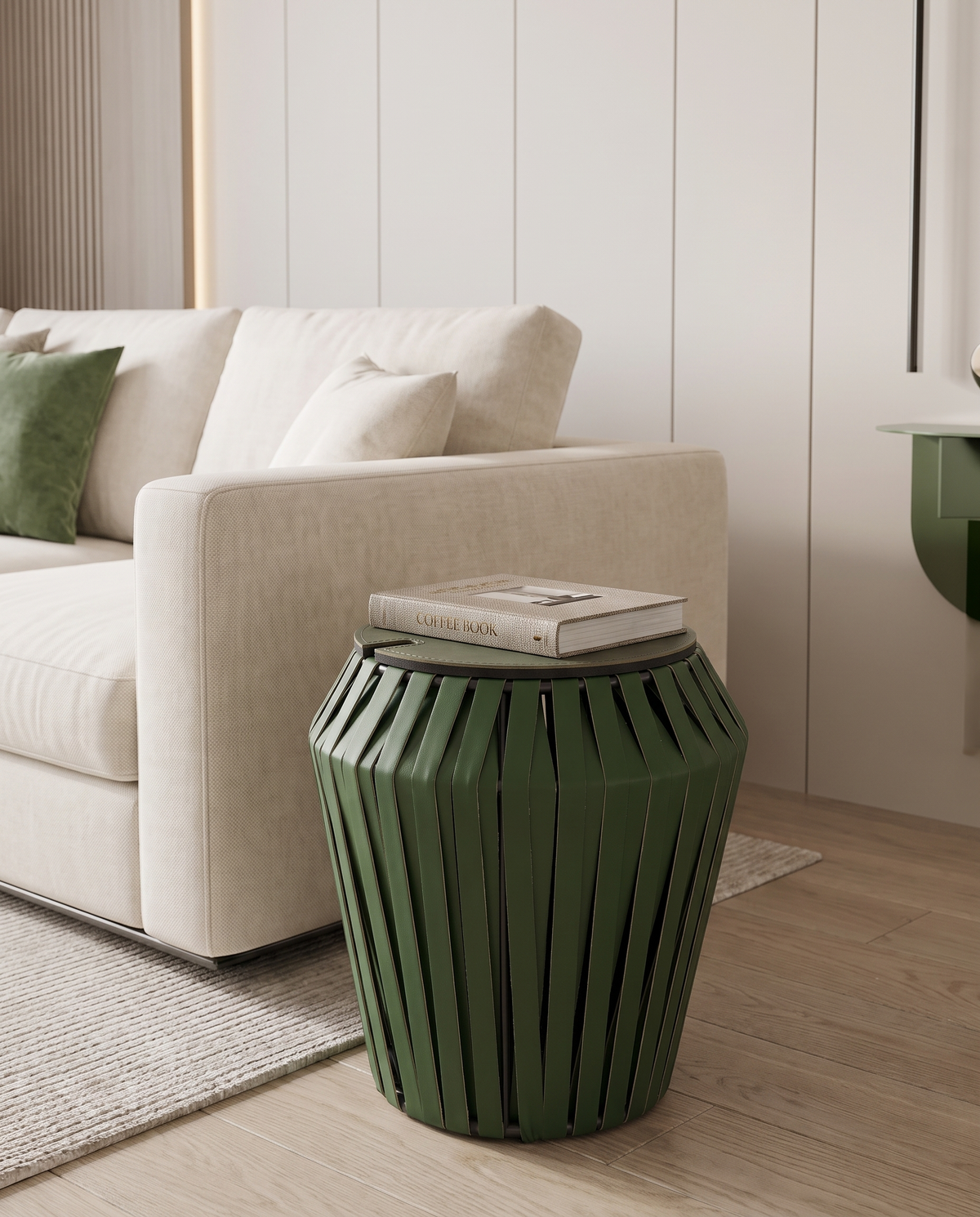 Willow Drum Side Table/Stool - Green
