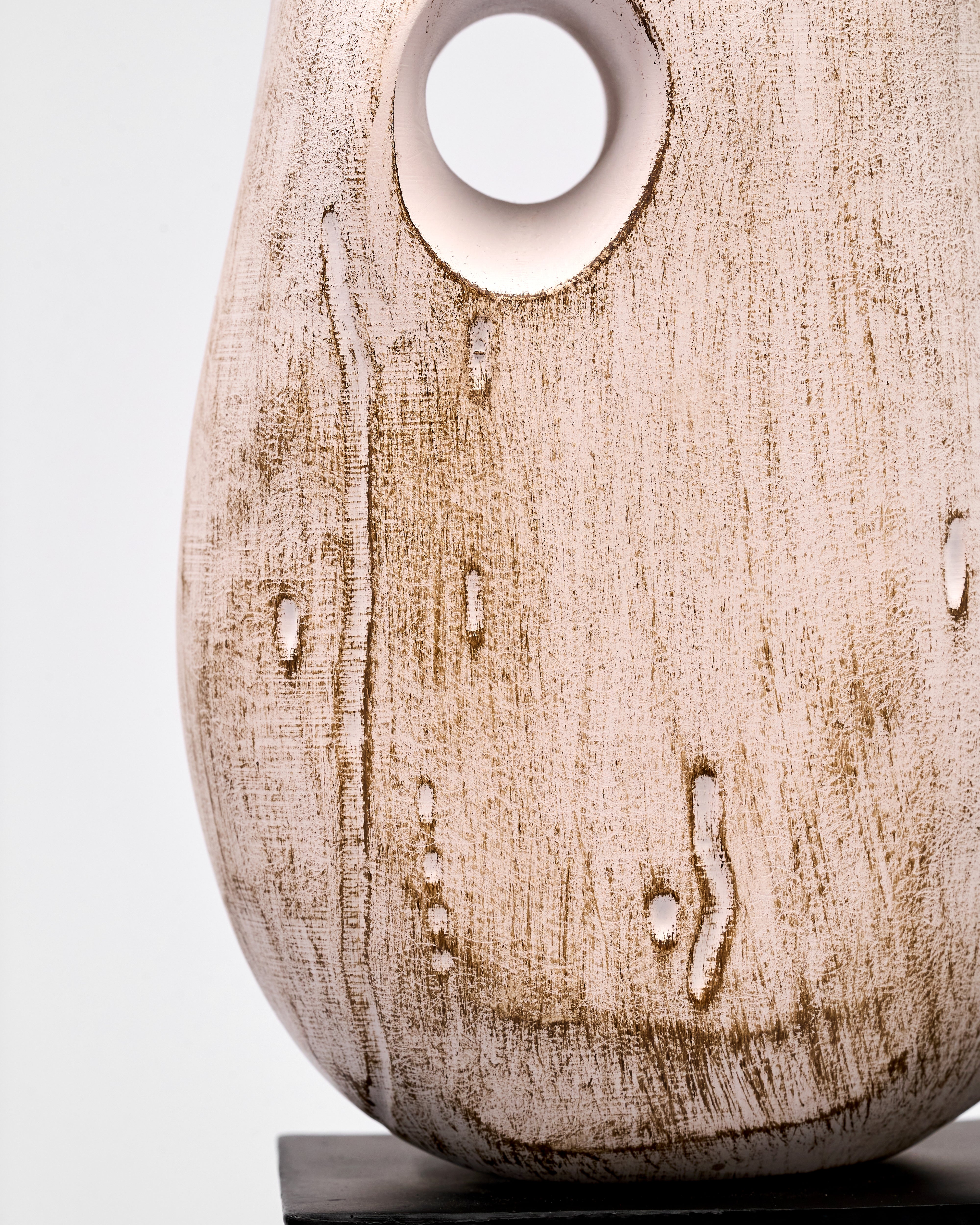 Wooden-textured decor with circular cutout on a white background