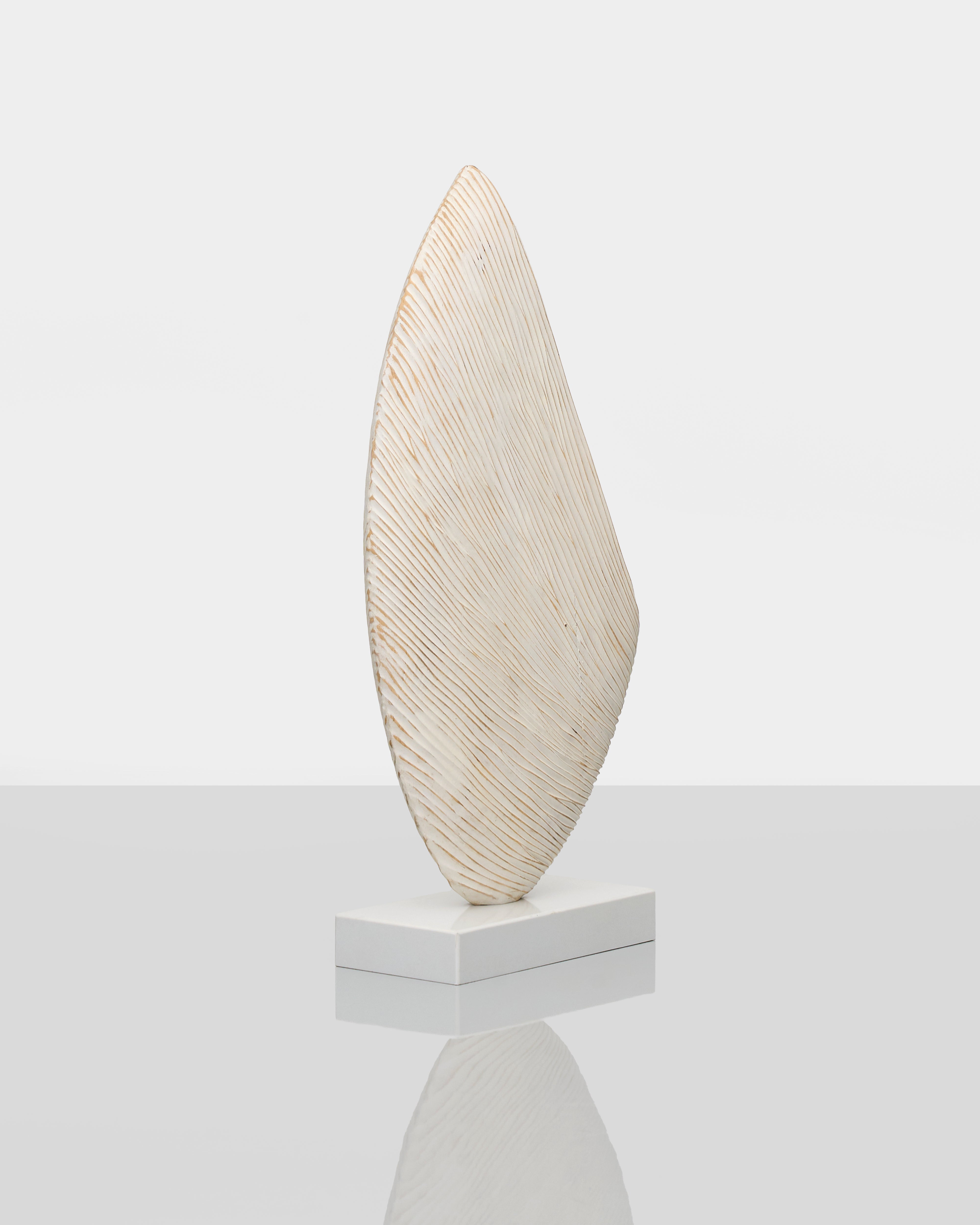 Abstract Wave Texture Decorative Sculpture angled view showing fluid design and intricate surface detailing
