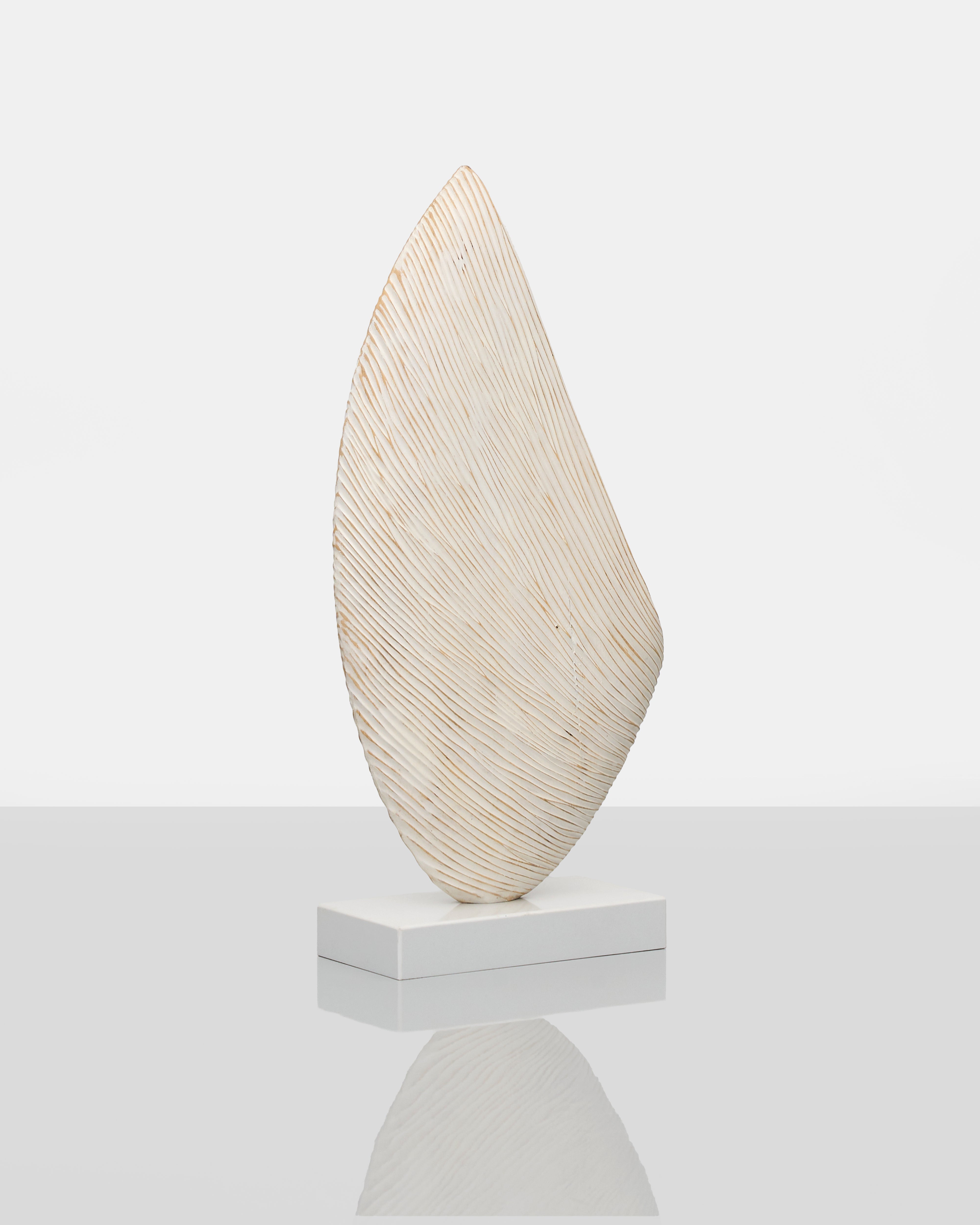 Side view of Abstract Wave Texture Decorative Sculpture highlighting sculptural wave form and premium texture
