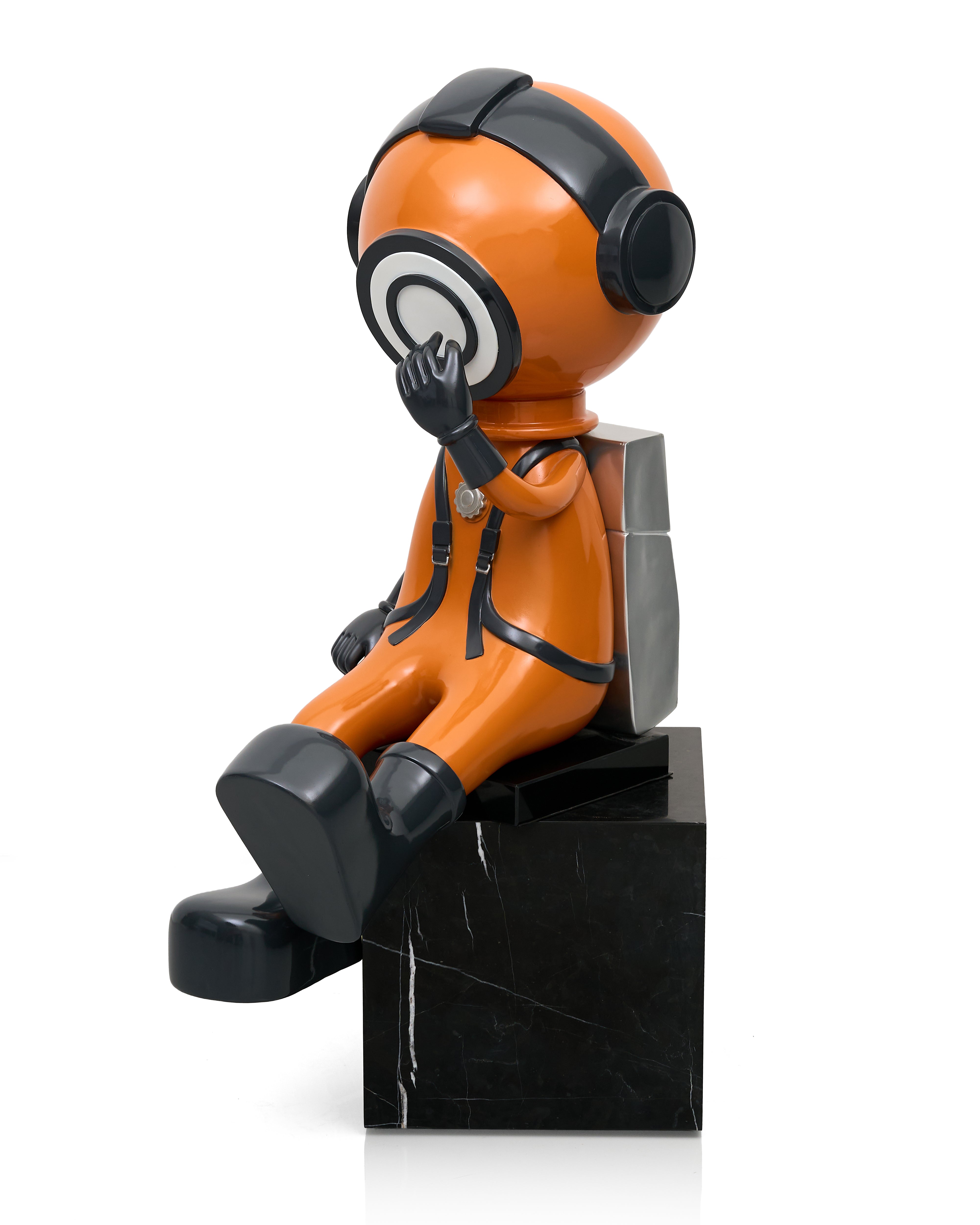 Modern Astro Earthy Orange Grey Figurine (without pedestal)