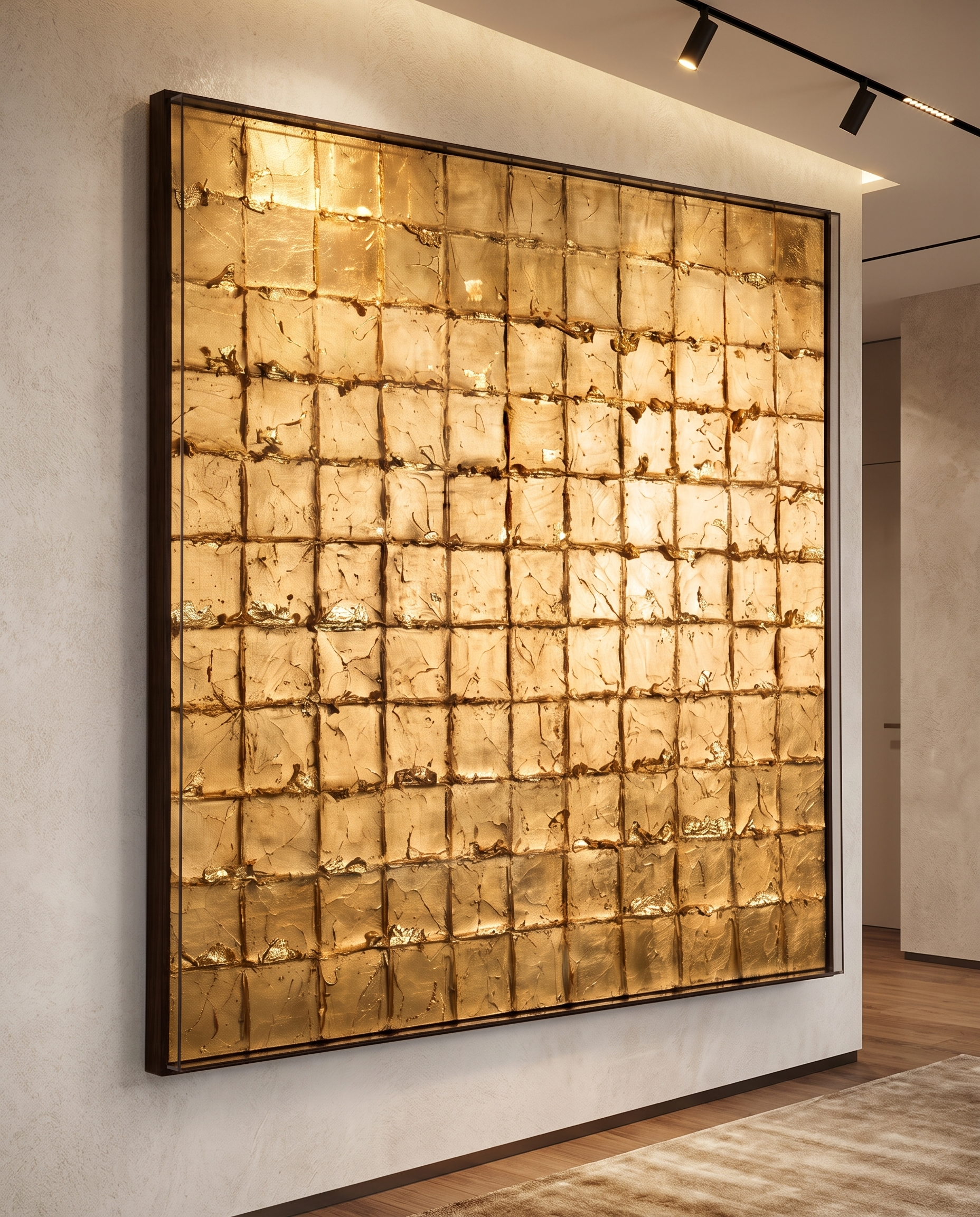 Aureate Squares - Golden Matrix Modern Wallart