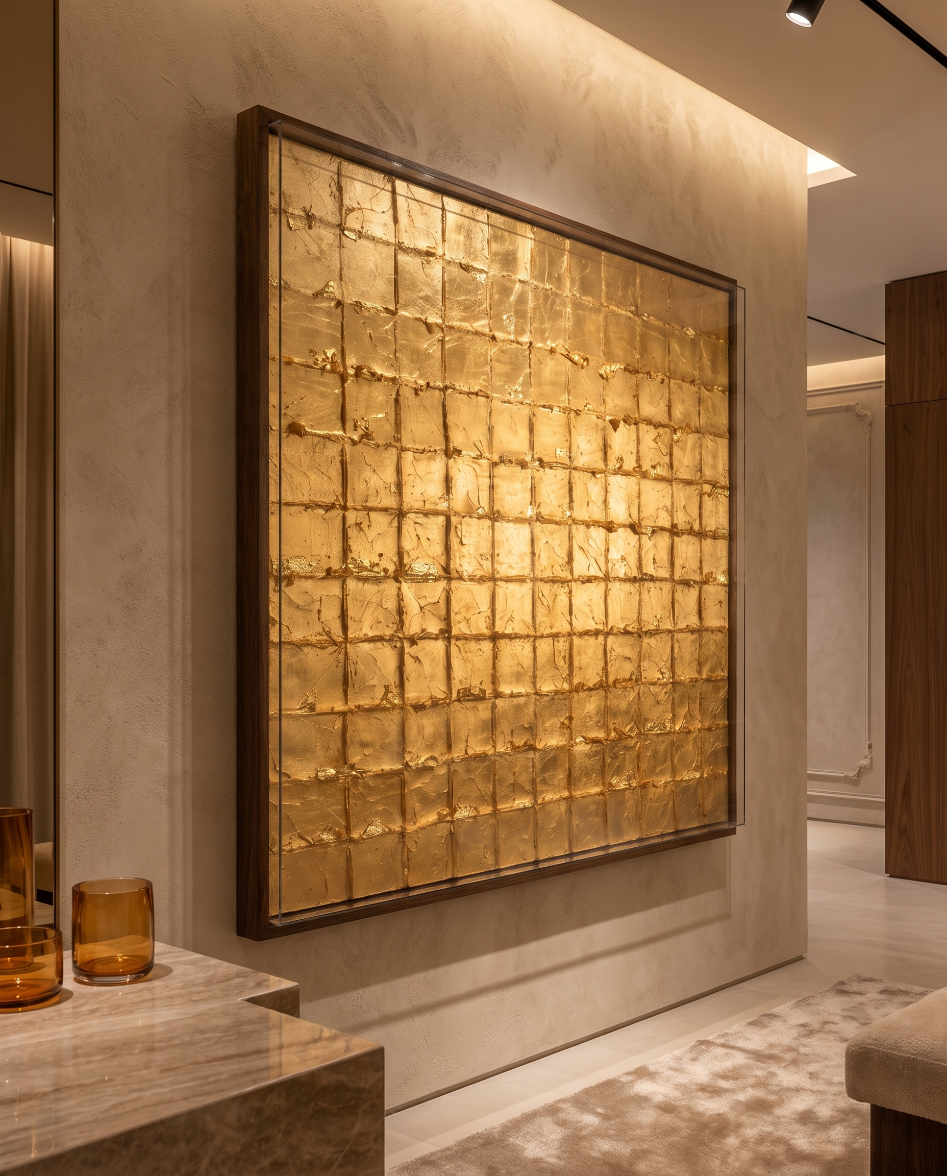Aureate Squares - Golden Matrix Modern Wallart