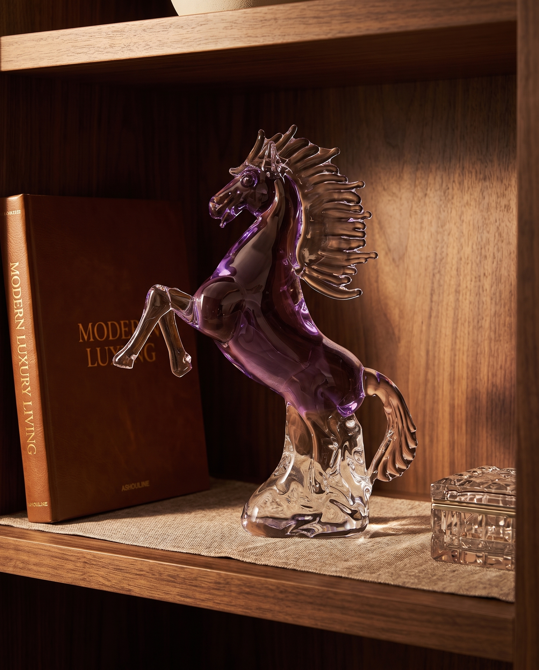 Auro Purple Unicorn Crystal Glass Decor