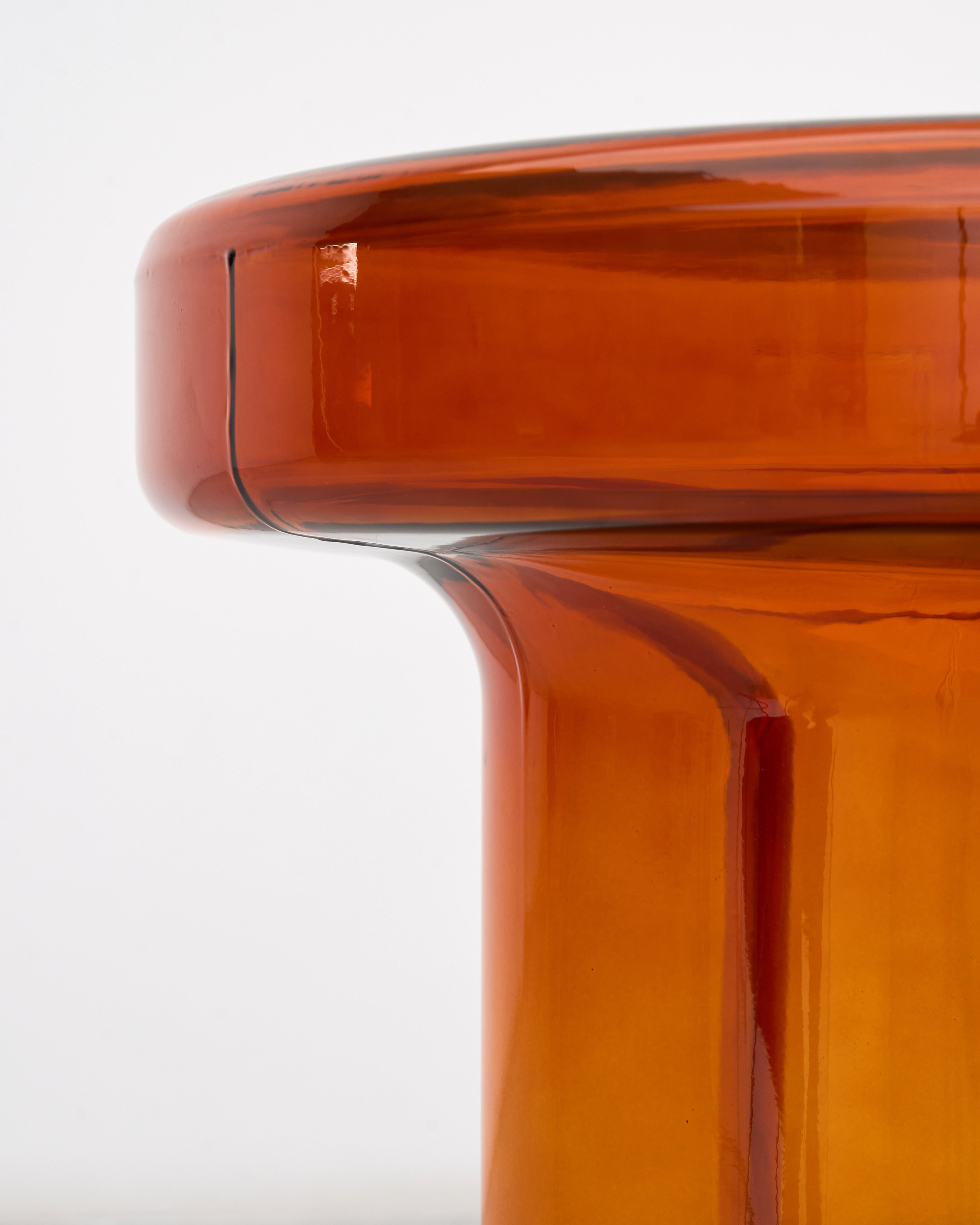 Detailed view of Avored Glass Side Table emphasizing minimalist design and polished glass finish
