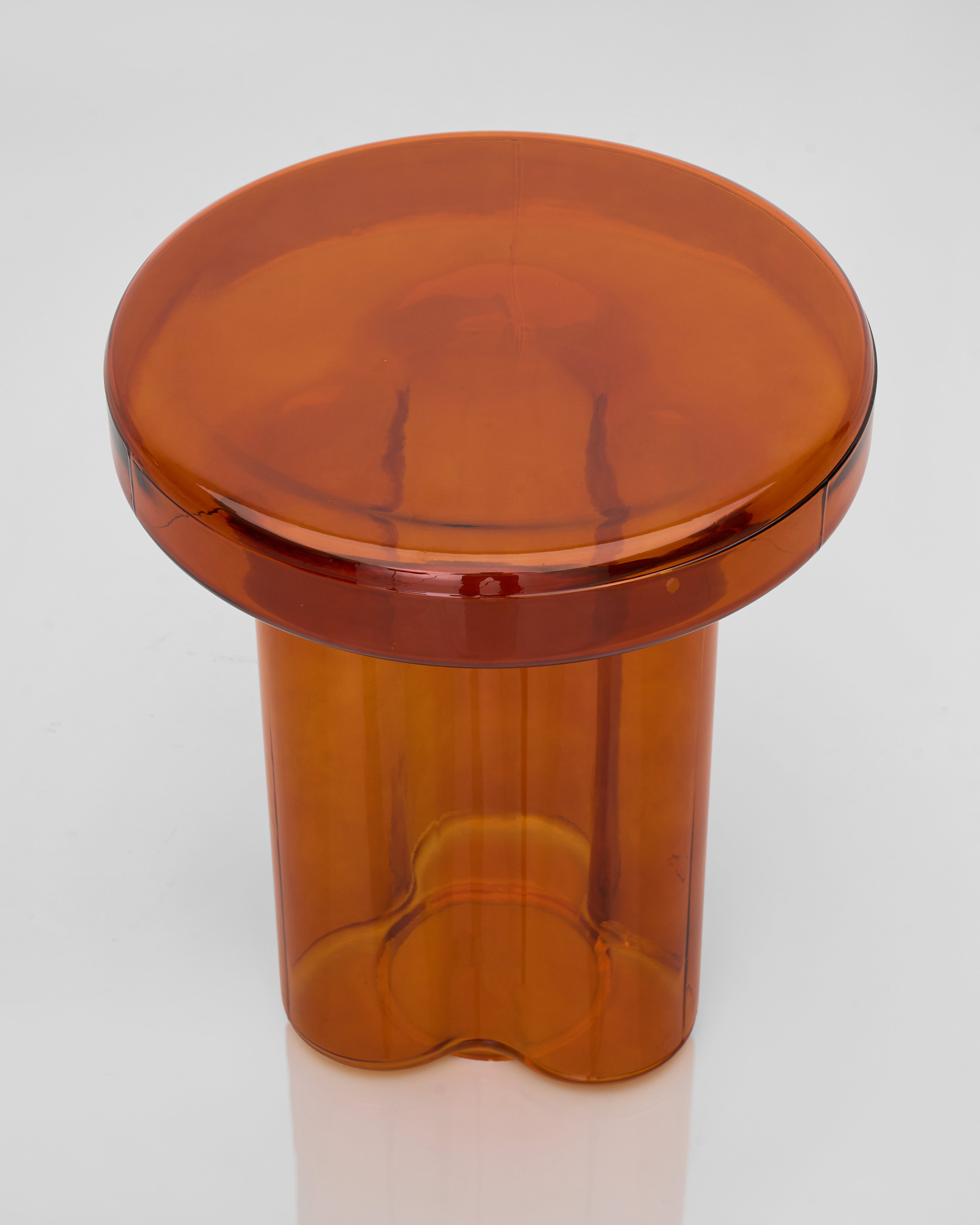 Close-up of Avored Glass Side Table detailing premium glass texture and high-quality craftsmanship
