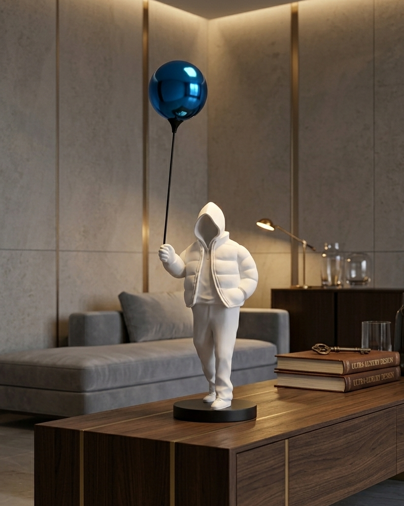 Hoodie Ballon Man Figurine - White