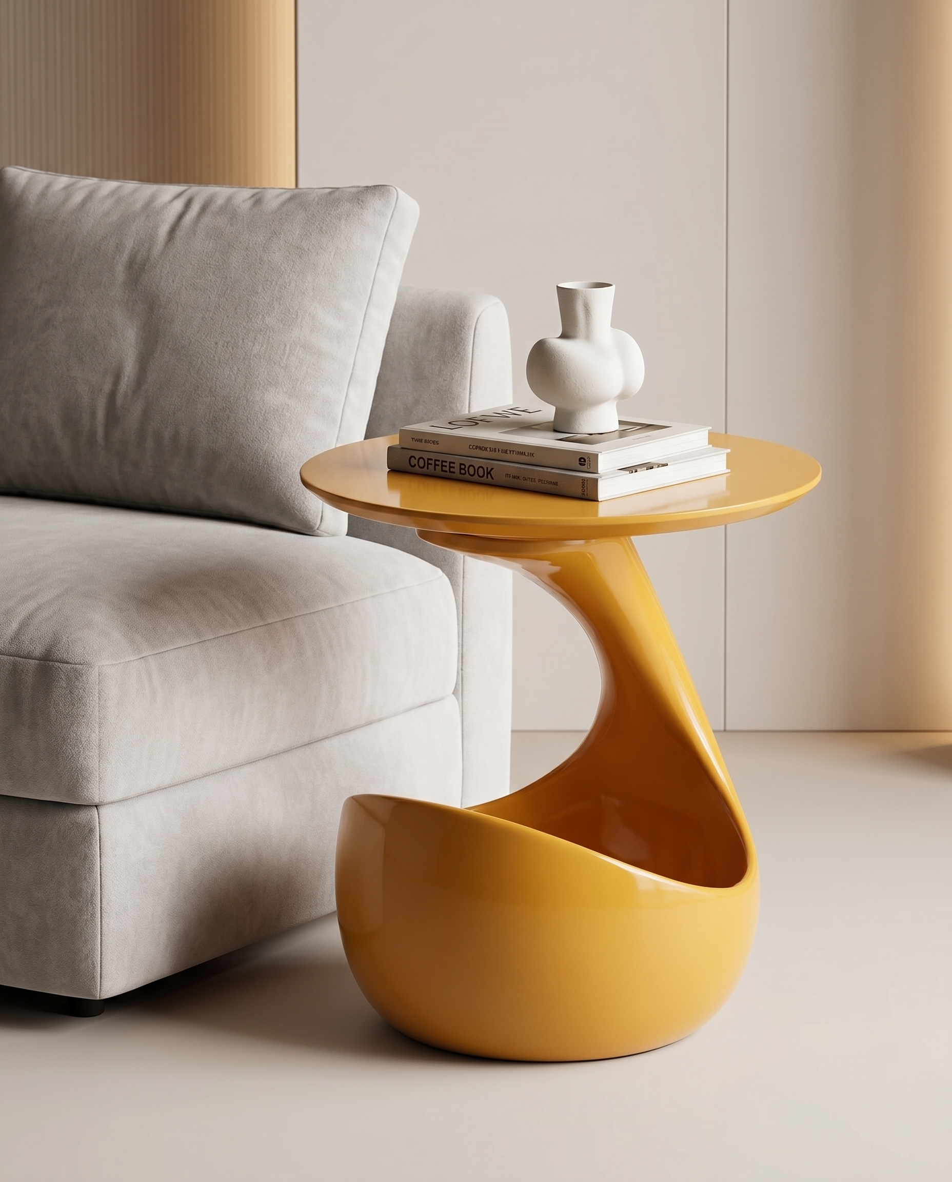 Basket Base Accent Side Table - Yellow